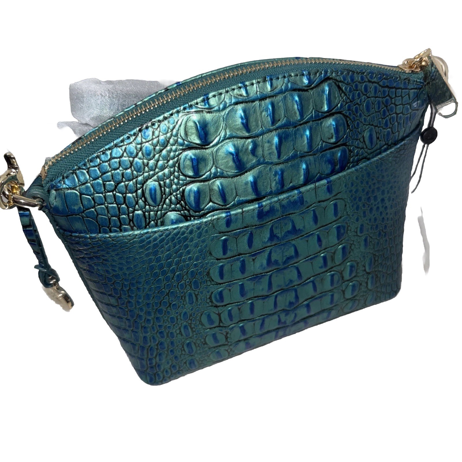 BRAHMIN Mini Duxbury Handbag Leather Shoulder Bag Teal Emerald Green NEW w/Tags