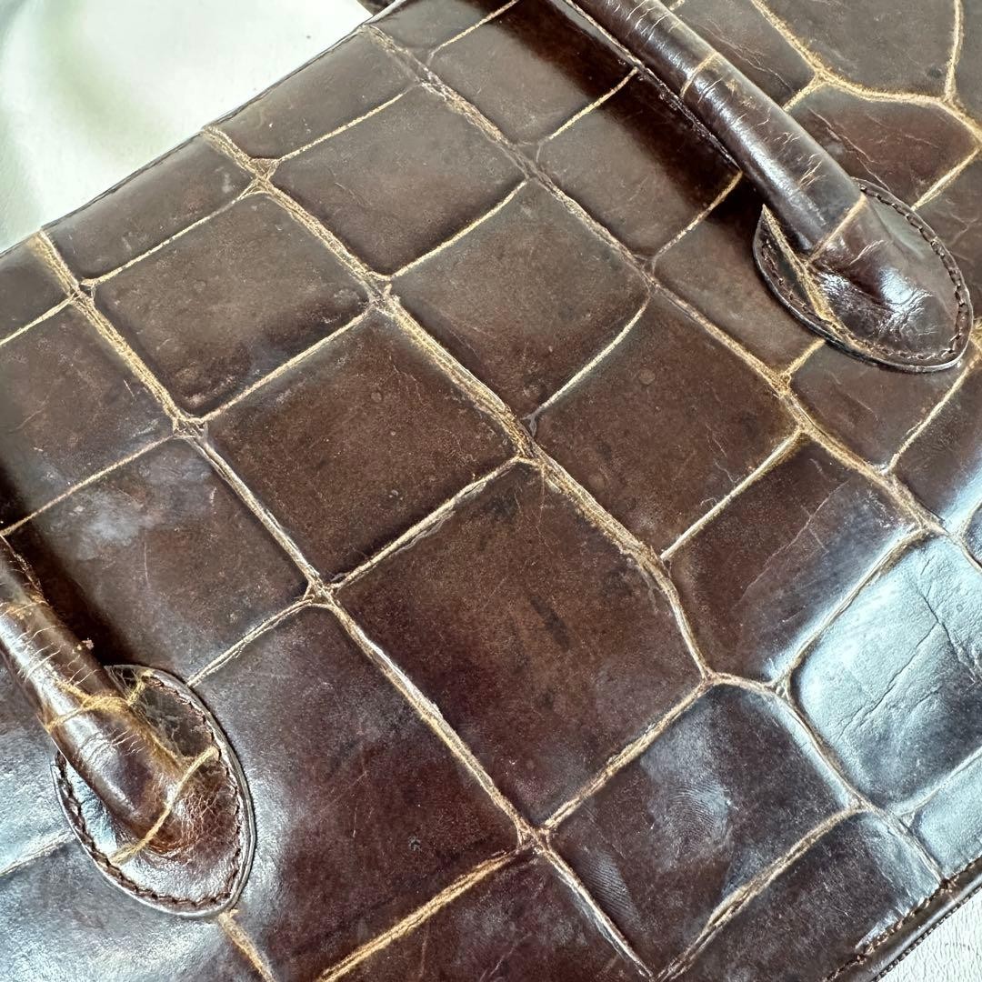 Giorgio Armani Handbag Business Bag Leather in Brown USED Good Condition