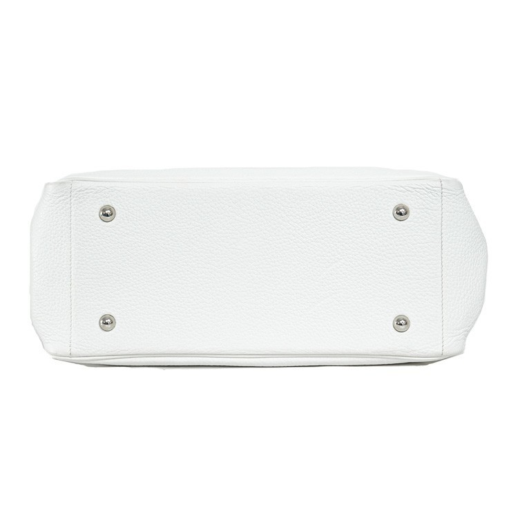 Hermes Victoria Cabas 32 Square Tote Bag White Taurillon Clemence Leather 99