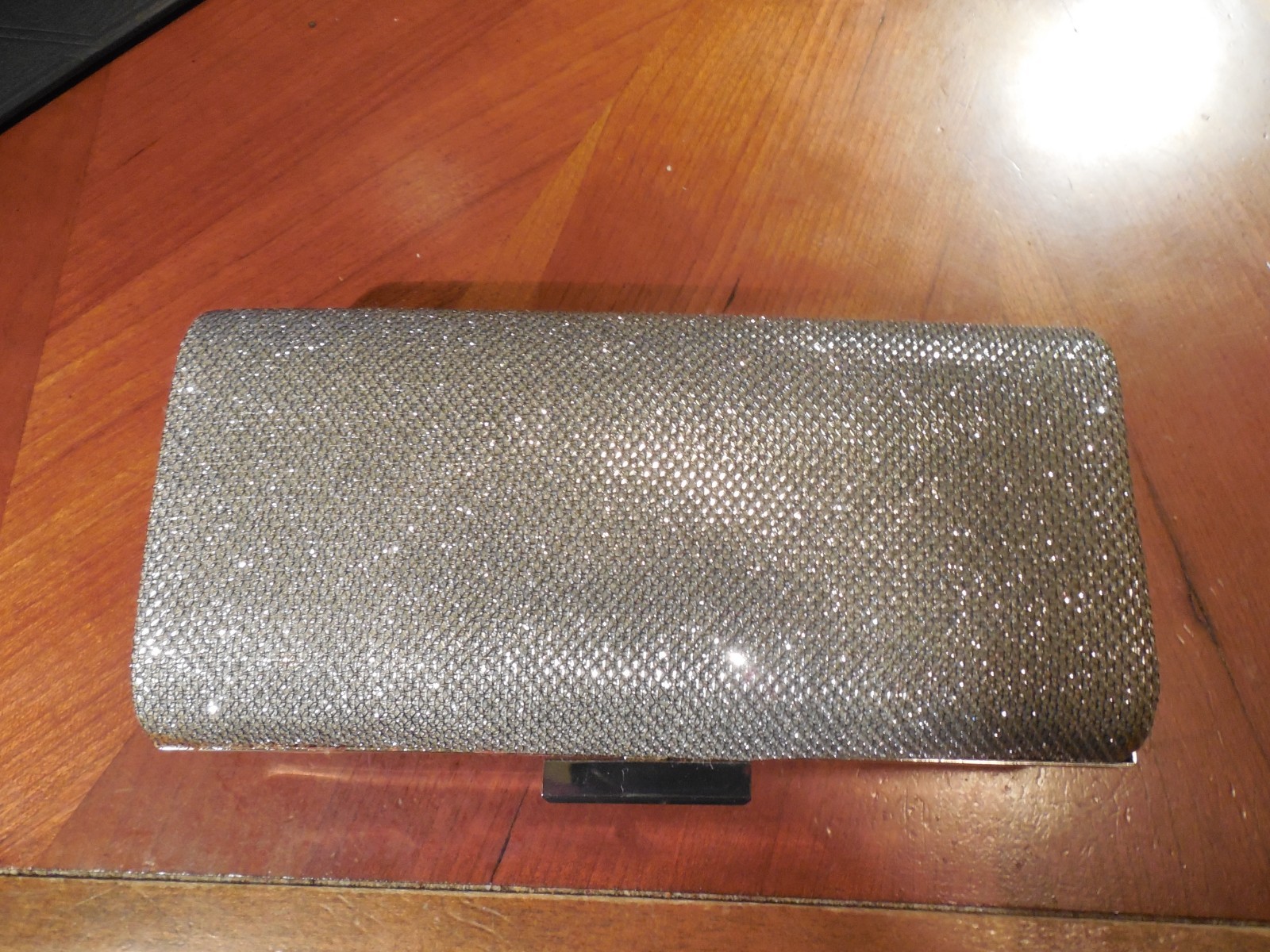 Lulu Townsend Silver Crystal Rhinestone Oval Evening Clutch Purse Chain NWT