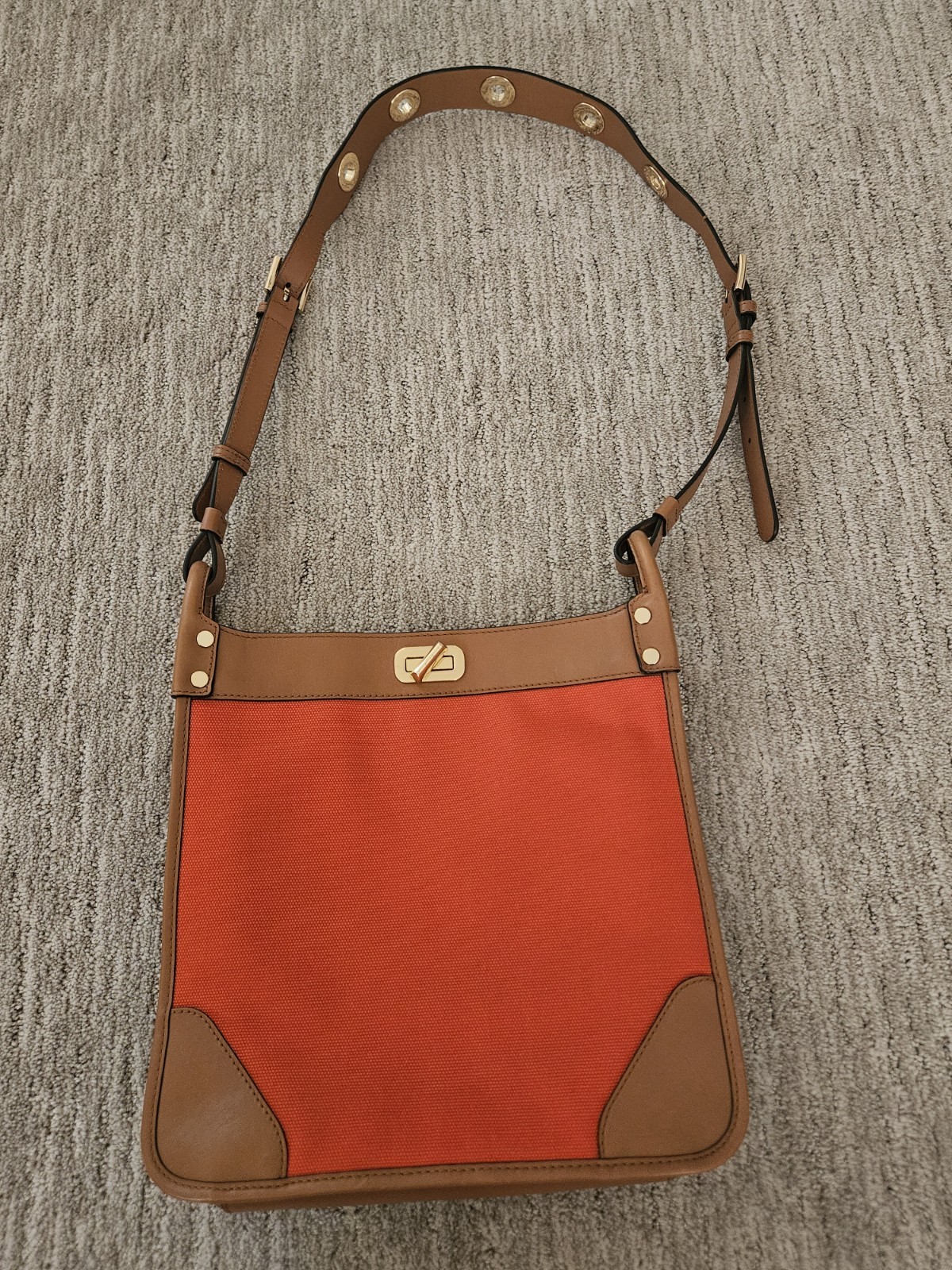 Clean Michael Kors Sullivan Large Messenger Bag Tangerine Orange Denim