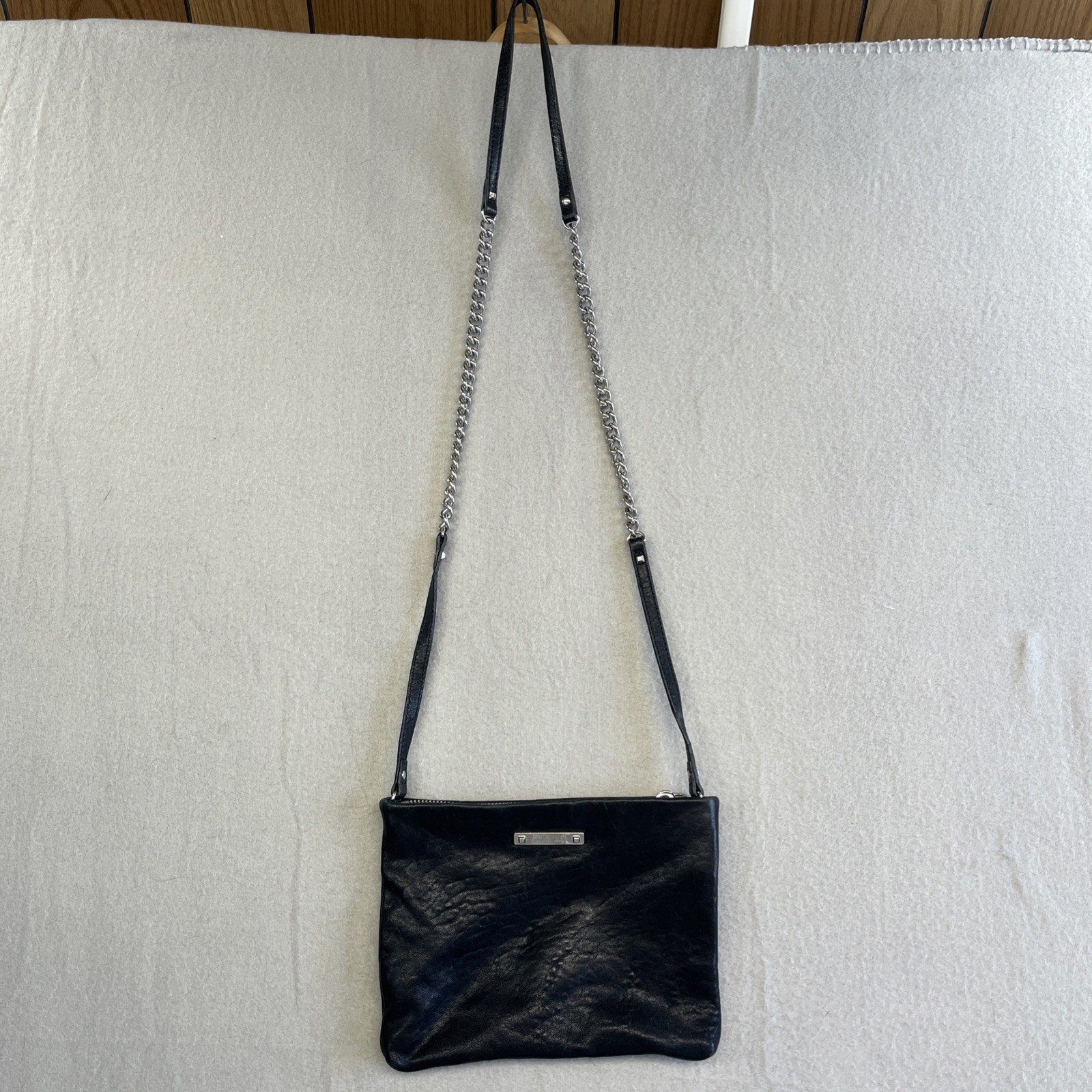 Stella & Dot Waverly Purse Black Lambskin Crossbody Shoulder Clutch Purse