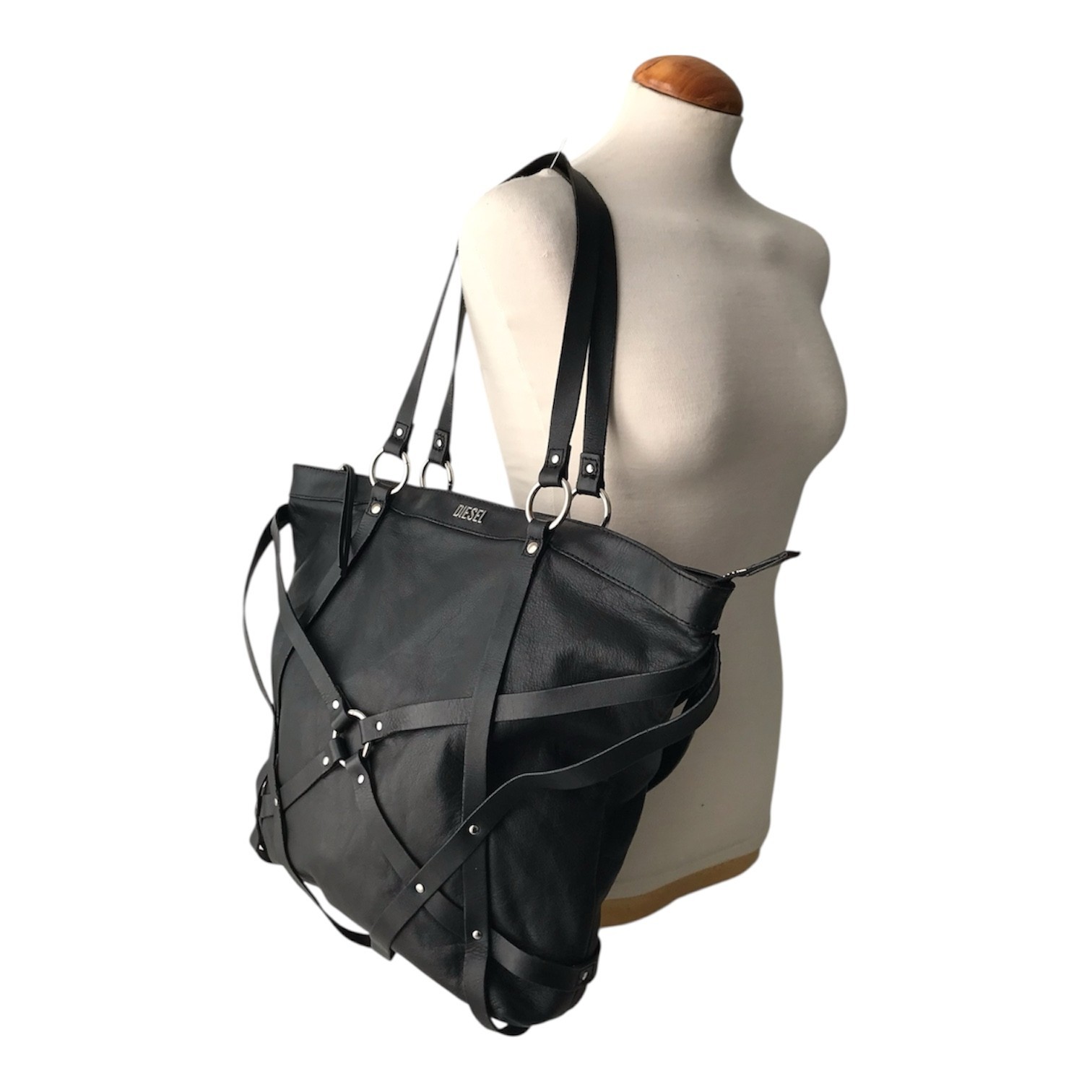 DIESEL Vintage Shoulder Bag Industrial Leather Harness Avant Garde Goth Y2K 00s