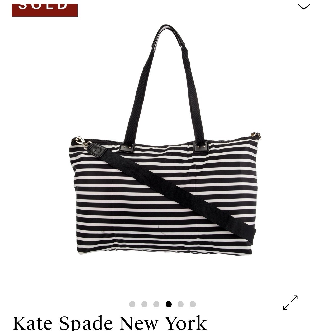 kate spade Watson Lane Lyla Black & White Stripes Nylon Packable Weekender Bag
