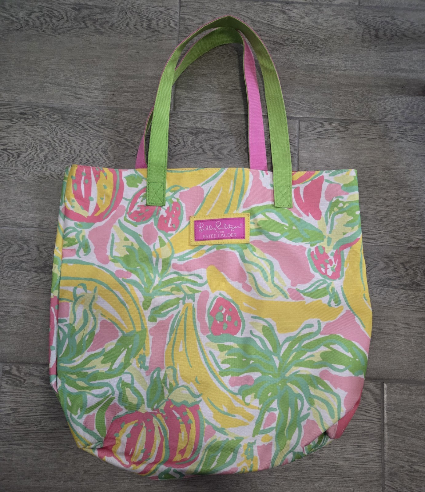 Estée Lauder Lilly Pulitzer Multicolor Fruit Print Summer Beach Tote Bag Large