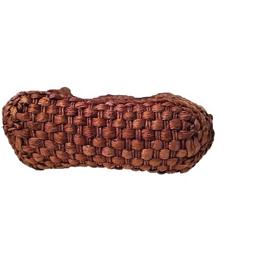 Liz Claiborne 100% Straw Woven Purse w/ Leopard Print Liner 1 Defect In Weaving