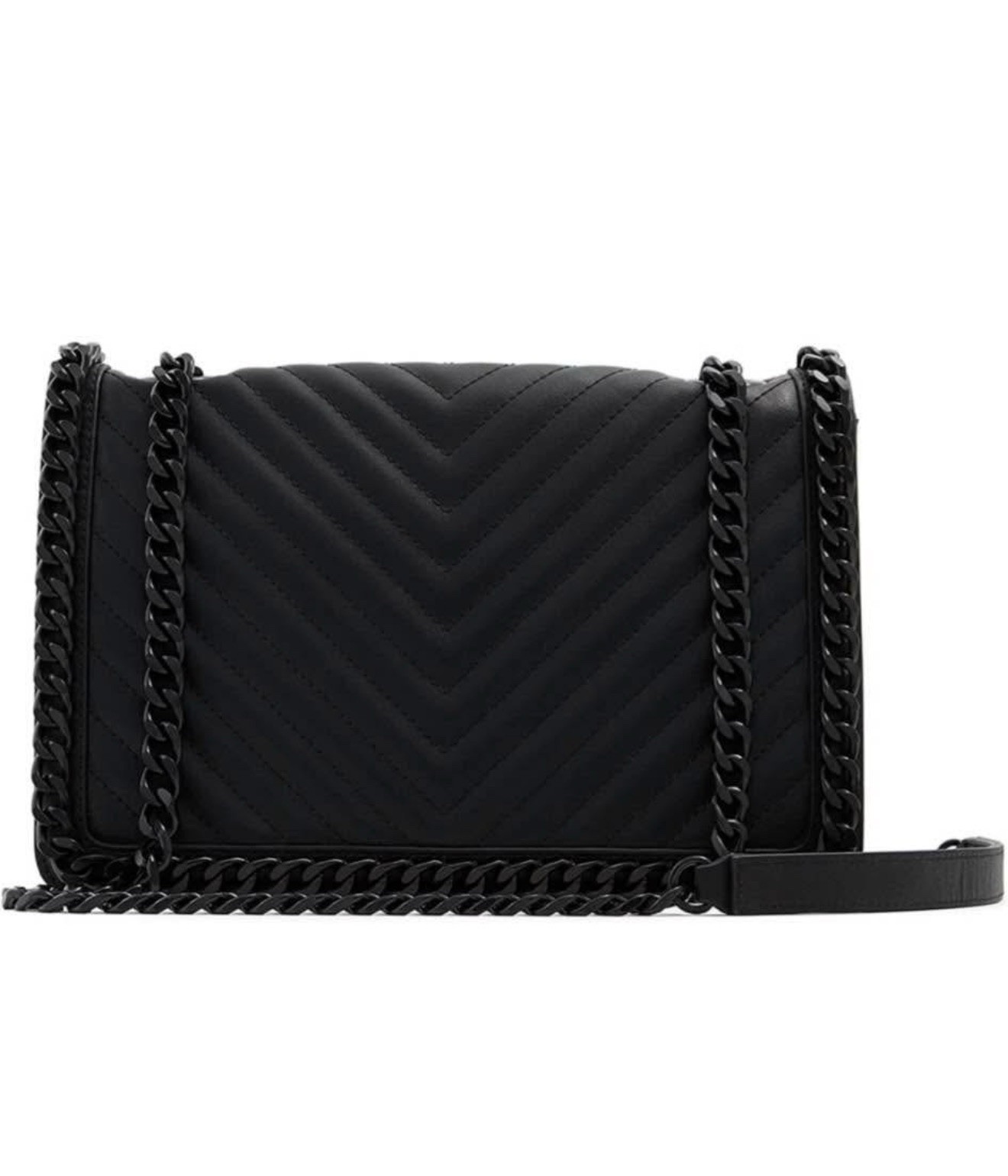 ALDO Black Quilted Small Crossbody Bag Chain Strap Magnetic Closure