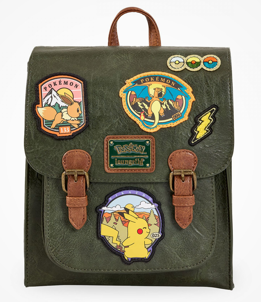 EXCLUSIVE Loungefly Pokemon Scout Patches Mini Backpack Bag Pikachu Eevee NWT