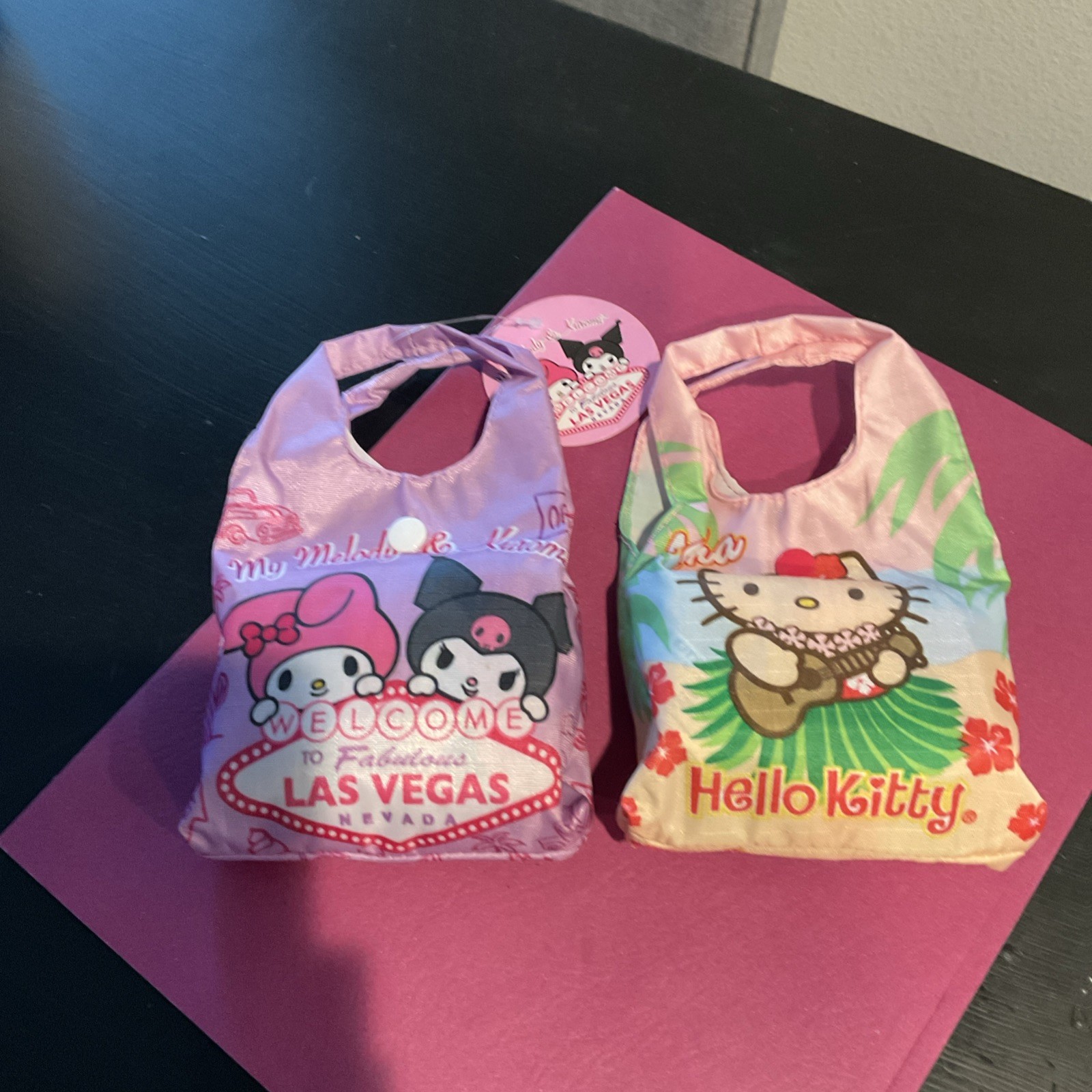 Las Vegas & HAWAII Hello Kitty Sanrio Reusable Foldable Shopping Bags. 2 COUNT
