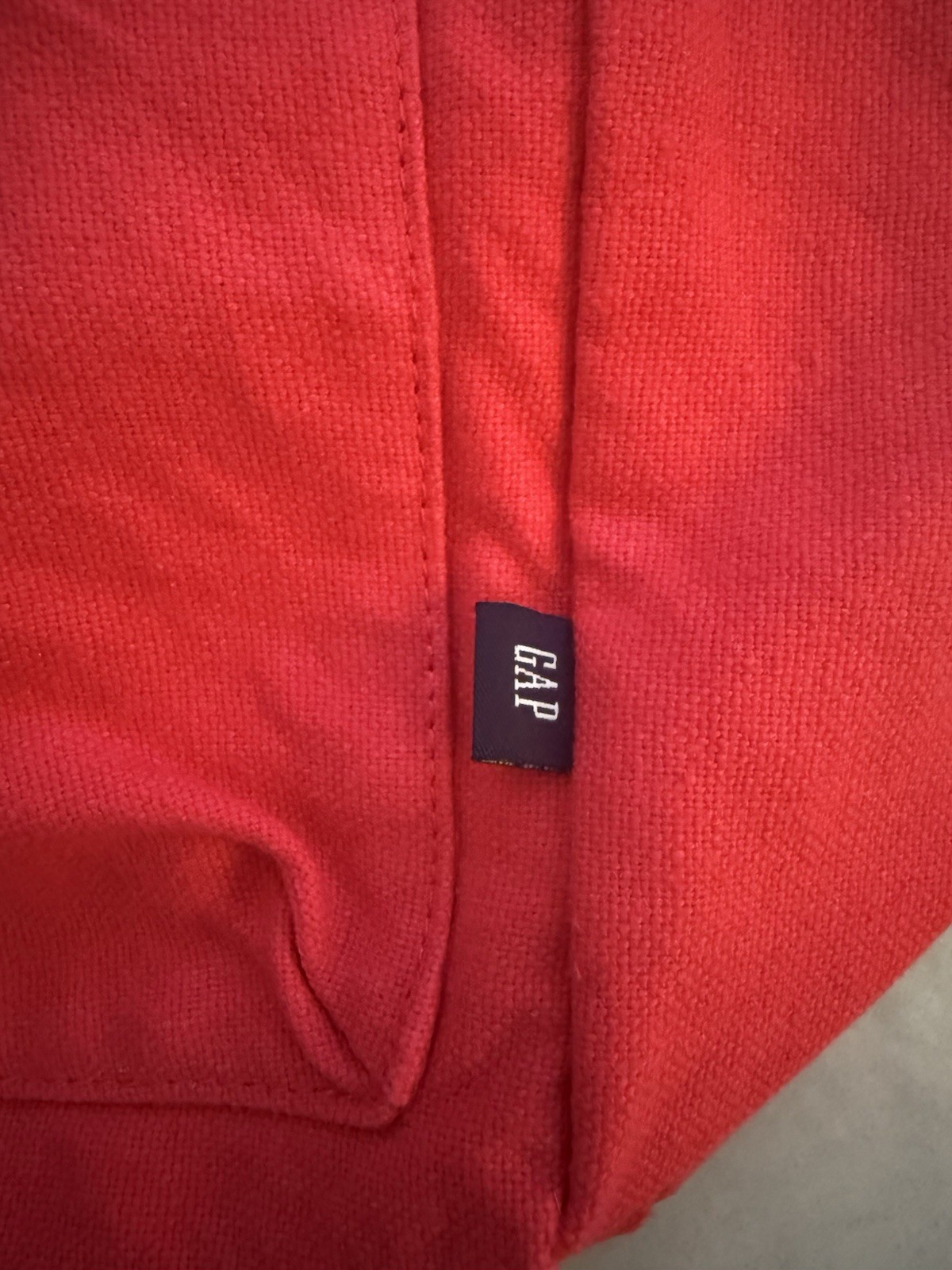 GAP Smooth Linen Cotton Blend Shoulder Straps Tote Bag Front Patch Pocket Red