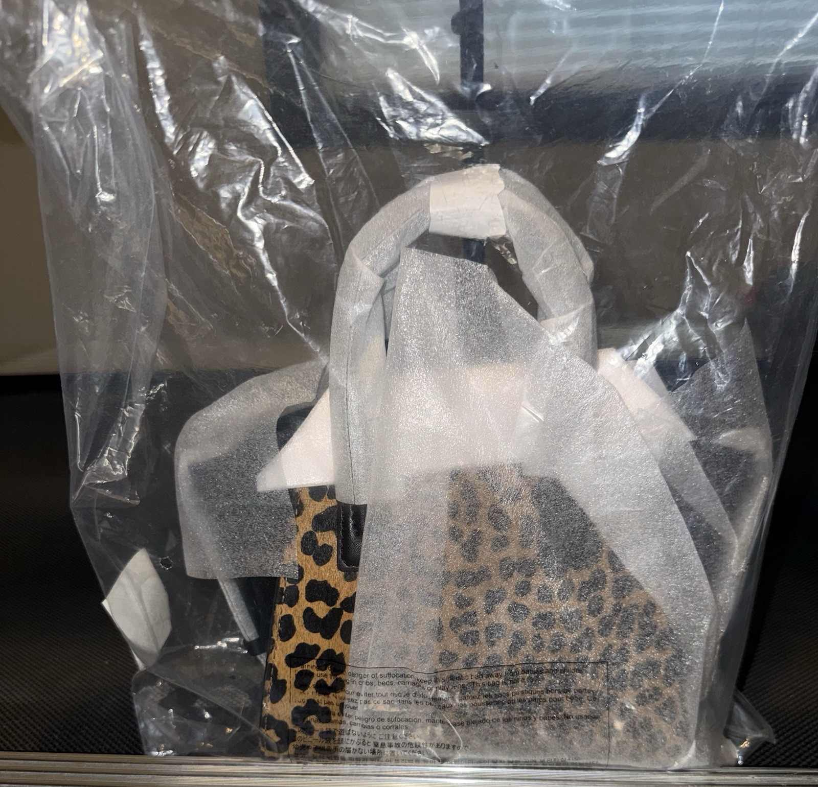 MK Leopard Animal Print Satchel Top Handle Medium Lined Open Detachable Strap