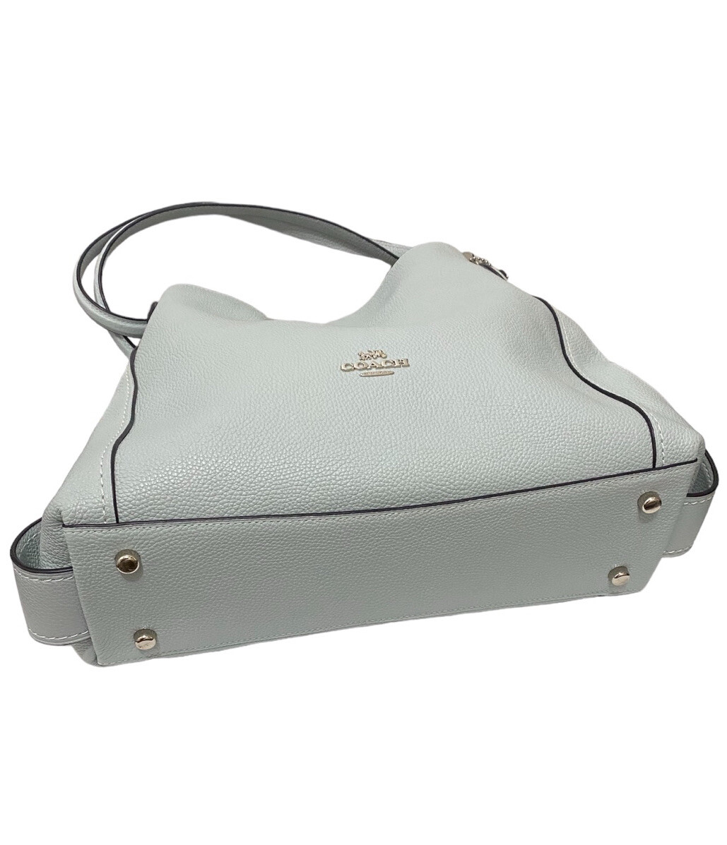 COACH Edie Refined Pebble Leather Large Shoulder Bag Sky Blue #57125
