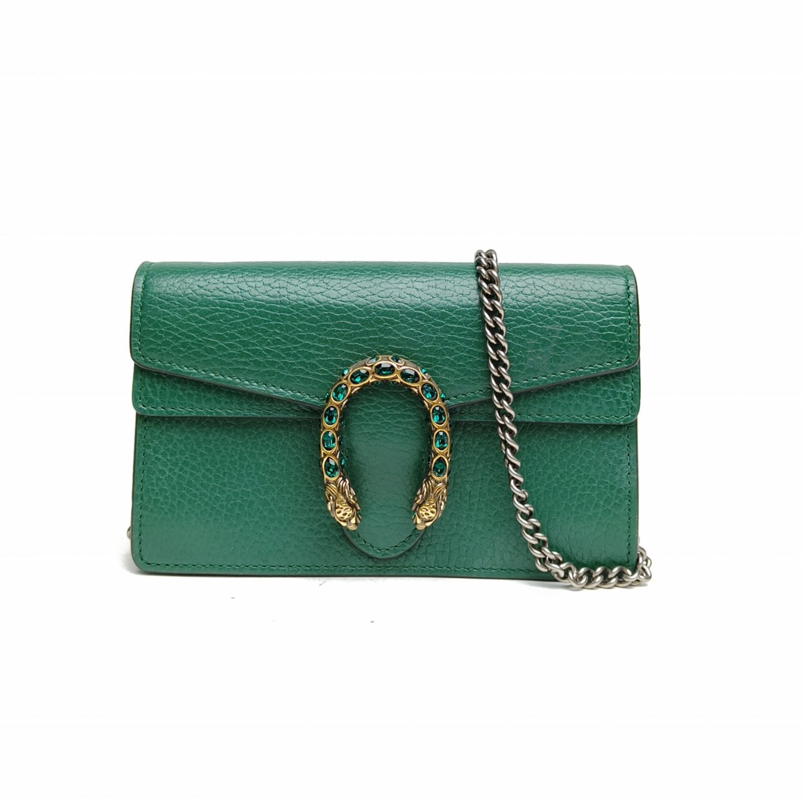 GUCCI Dionysus Ultra Mini 16.5cm Emerald Green Calfskin Crossbody Bag