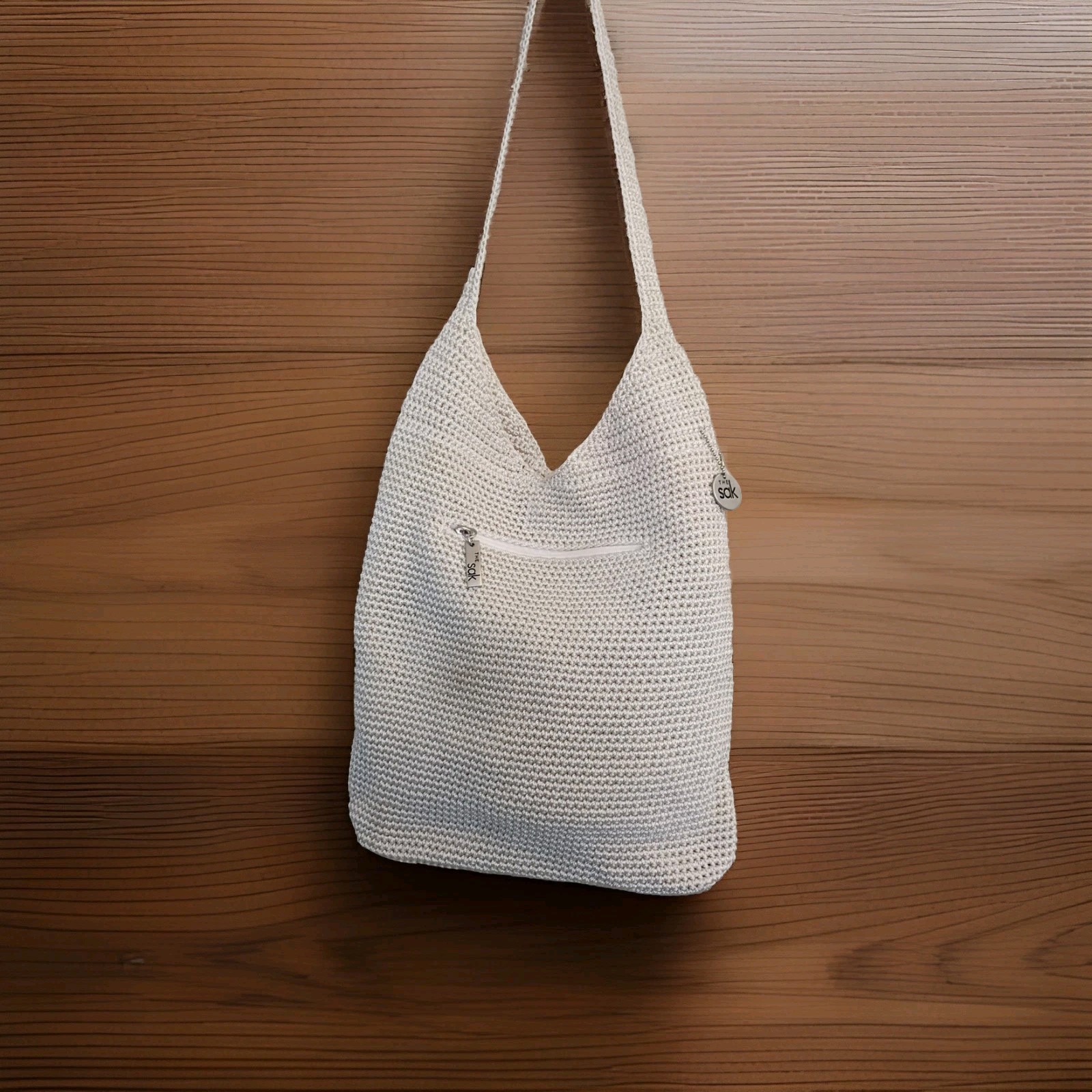 The Sak Off White Hobo Shoulder Bag 24x11x2 Shoulder Strap Drop Bag Charm