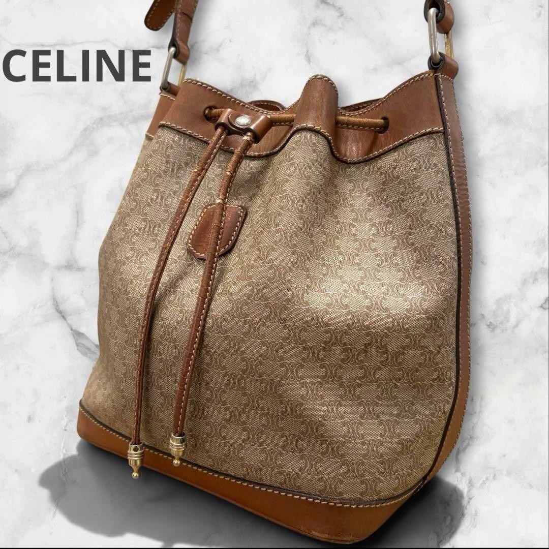 CELINE Bucket bag Macadam Brown Authentic From Japan