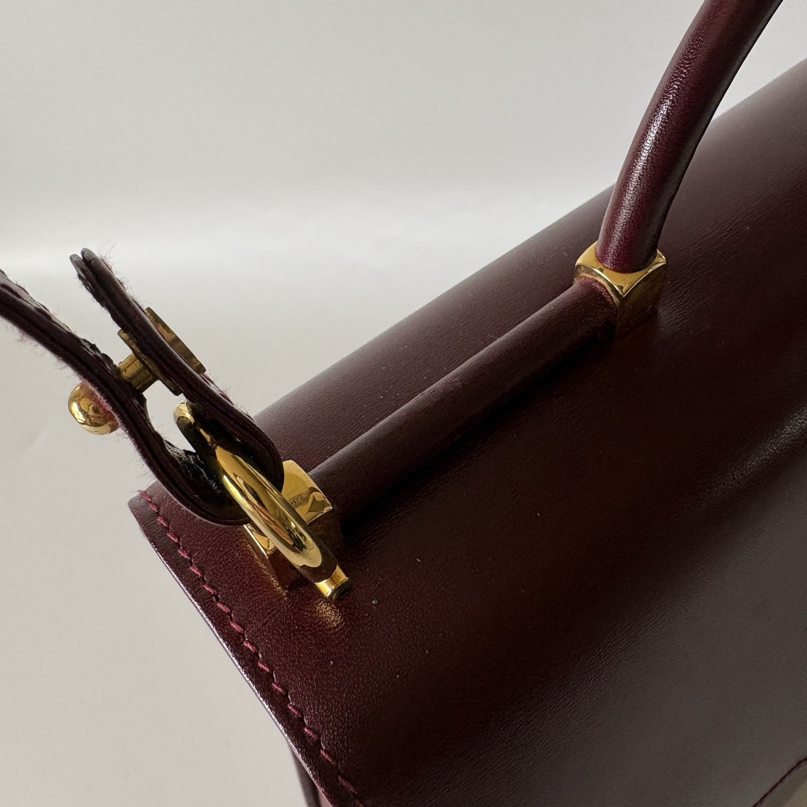Authentic BALLY Hand bag Burgandy Leather From Japan 01058