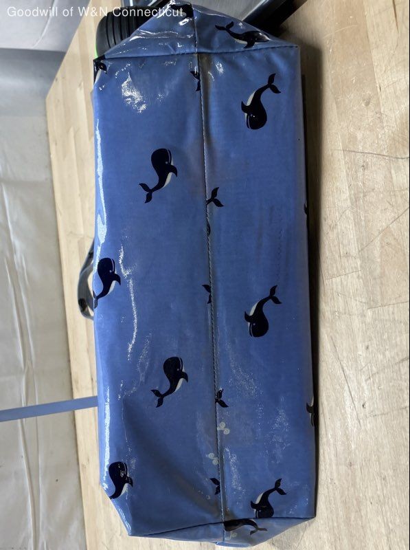 Kate Spade Blue Whale Print Coated Canvas Tote Bag Large Shoulder Bag COA