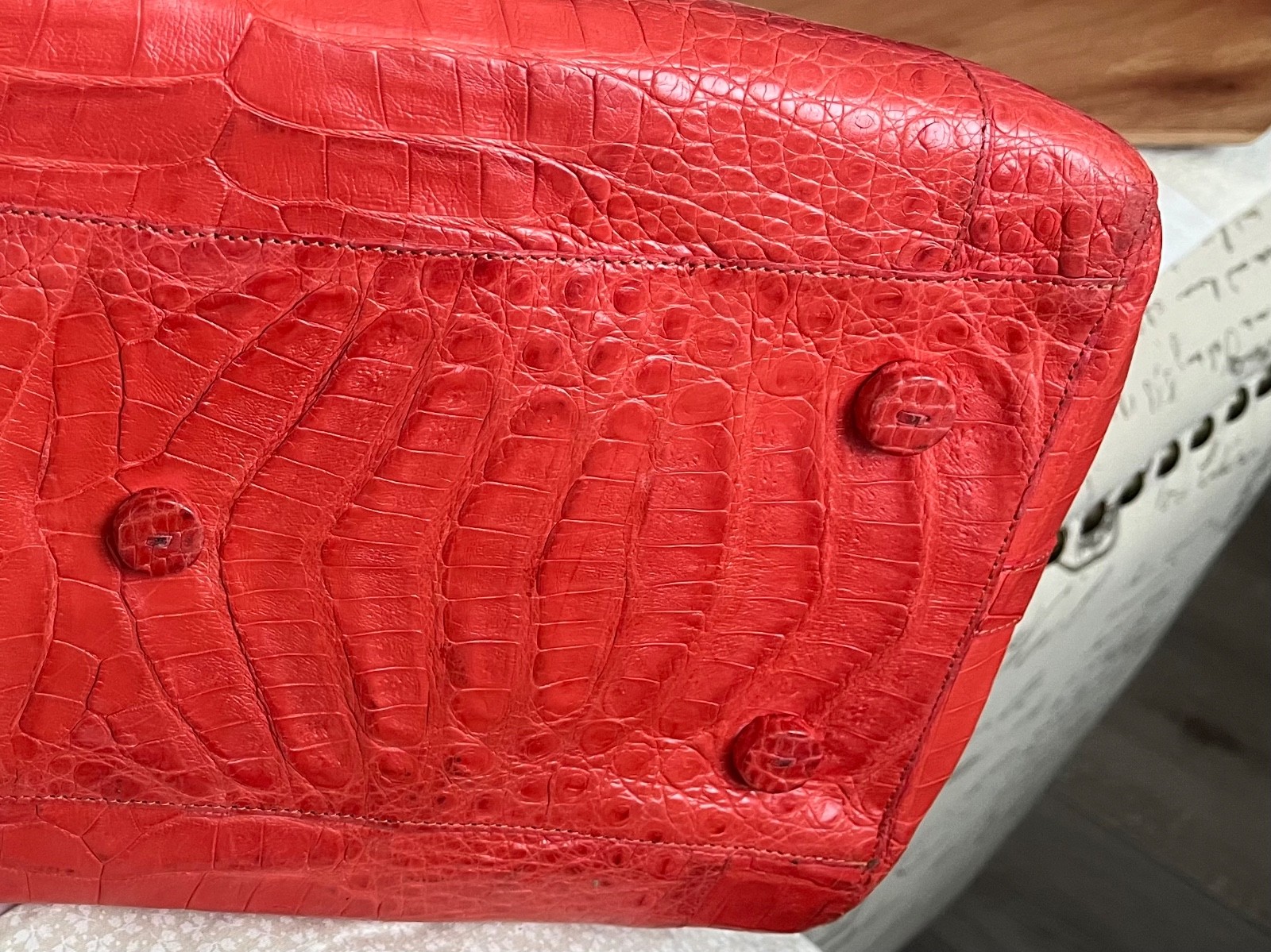 Nancy Gonzalez Crocodile Caiman Leather Medium Dome Double Orange Satchel $3600