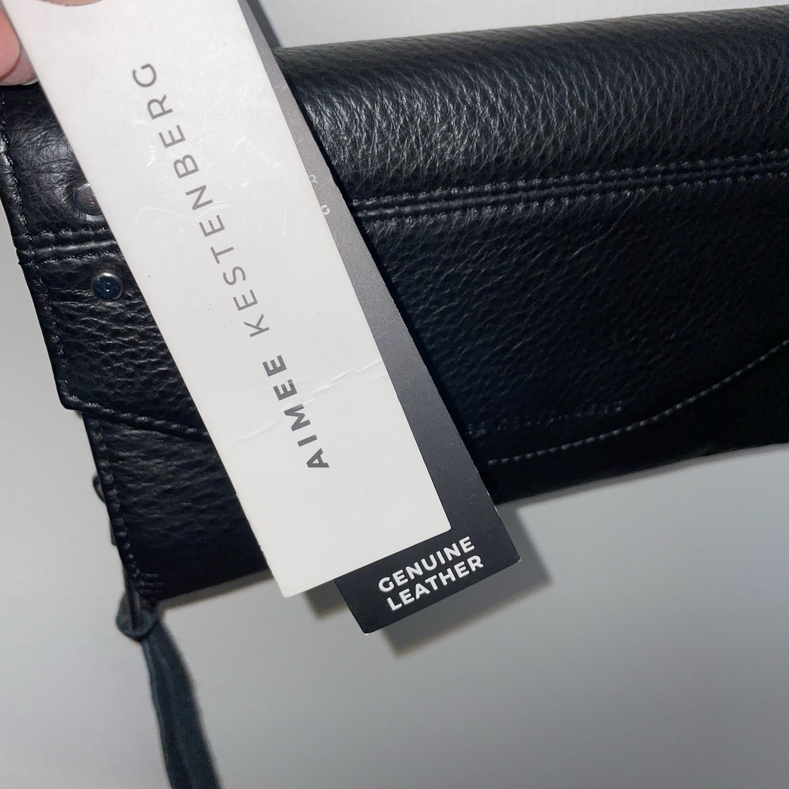 AIMEE KESTENBERG Delancey Black Leather Cross Body Wallet Wristlet NWT
