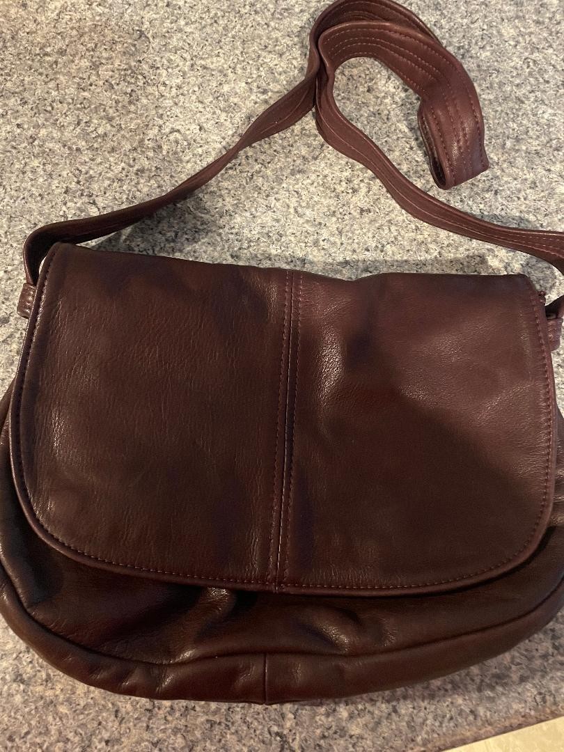 Burgundy/Wine Leather Crossbody Bag/Purse~Feel Like Italian Leather~Thick & Soft