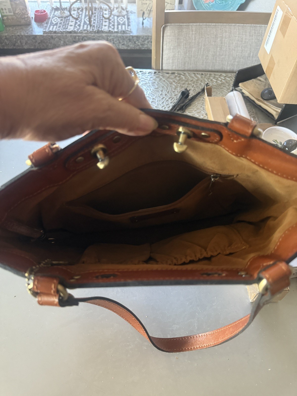 NWT $199 PATRICIA NASH Rayleigh TOTE Vintage Botanical FLORAL Leather brown