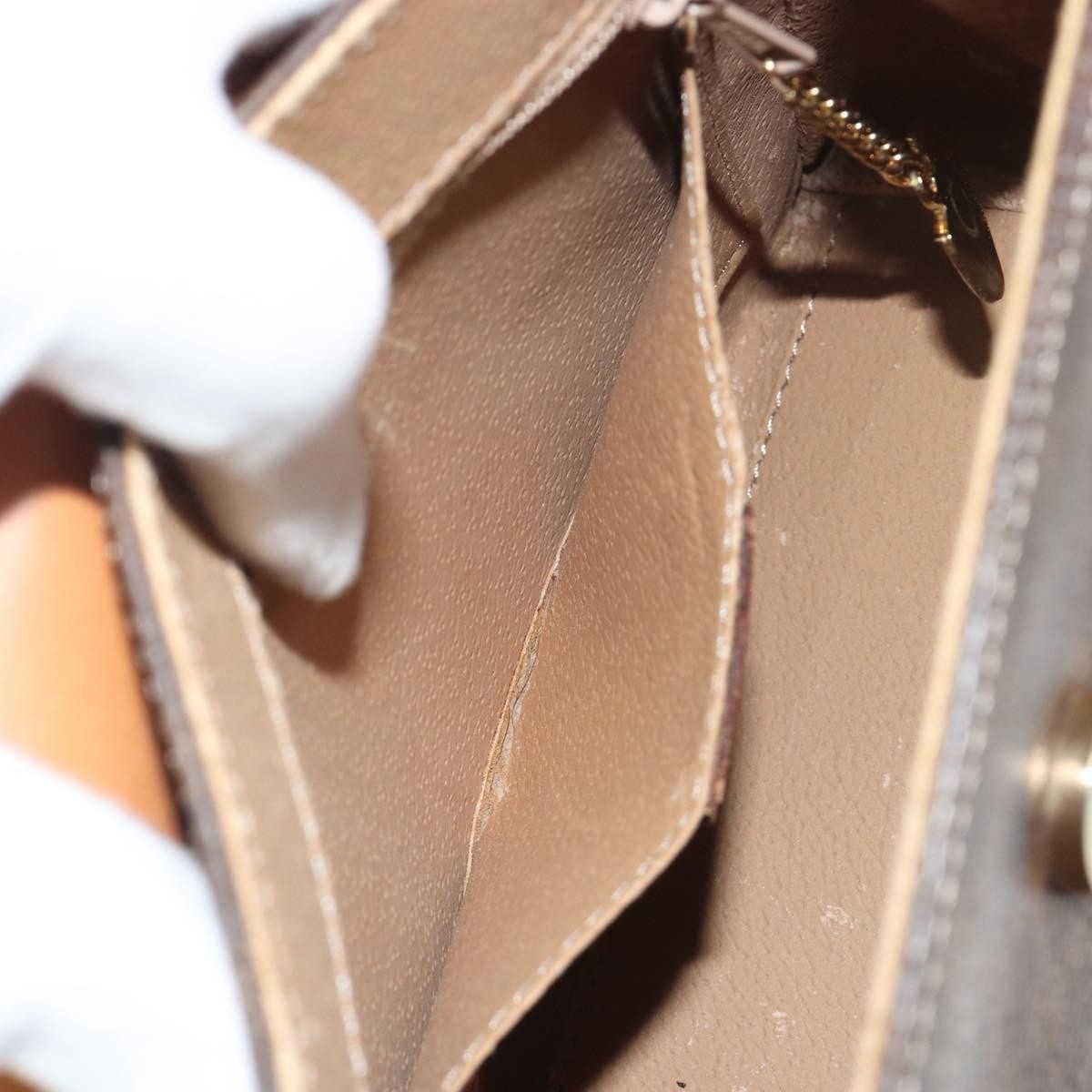 CELINE Macadam Canvas Star ball Hand Bag PVC Leather Brown Gold Auth 195298