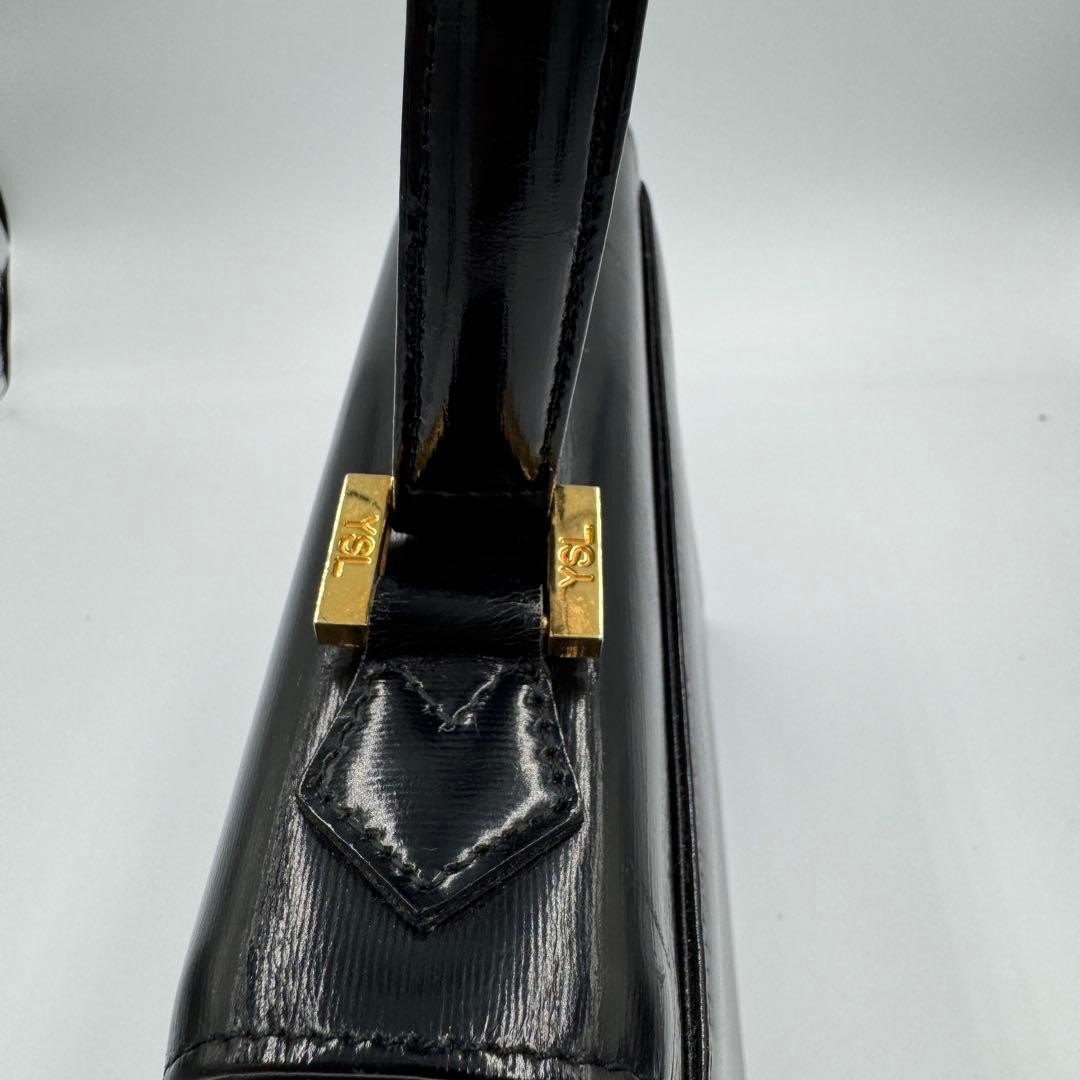 Yves Saint Laurent Top Handle Handbag Black Textured Leather W24.5cm