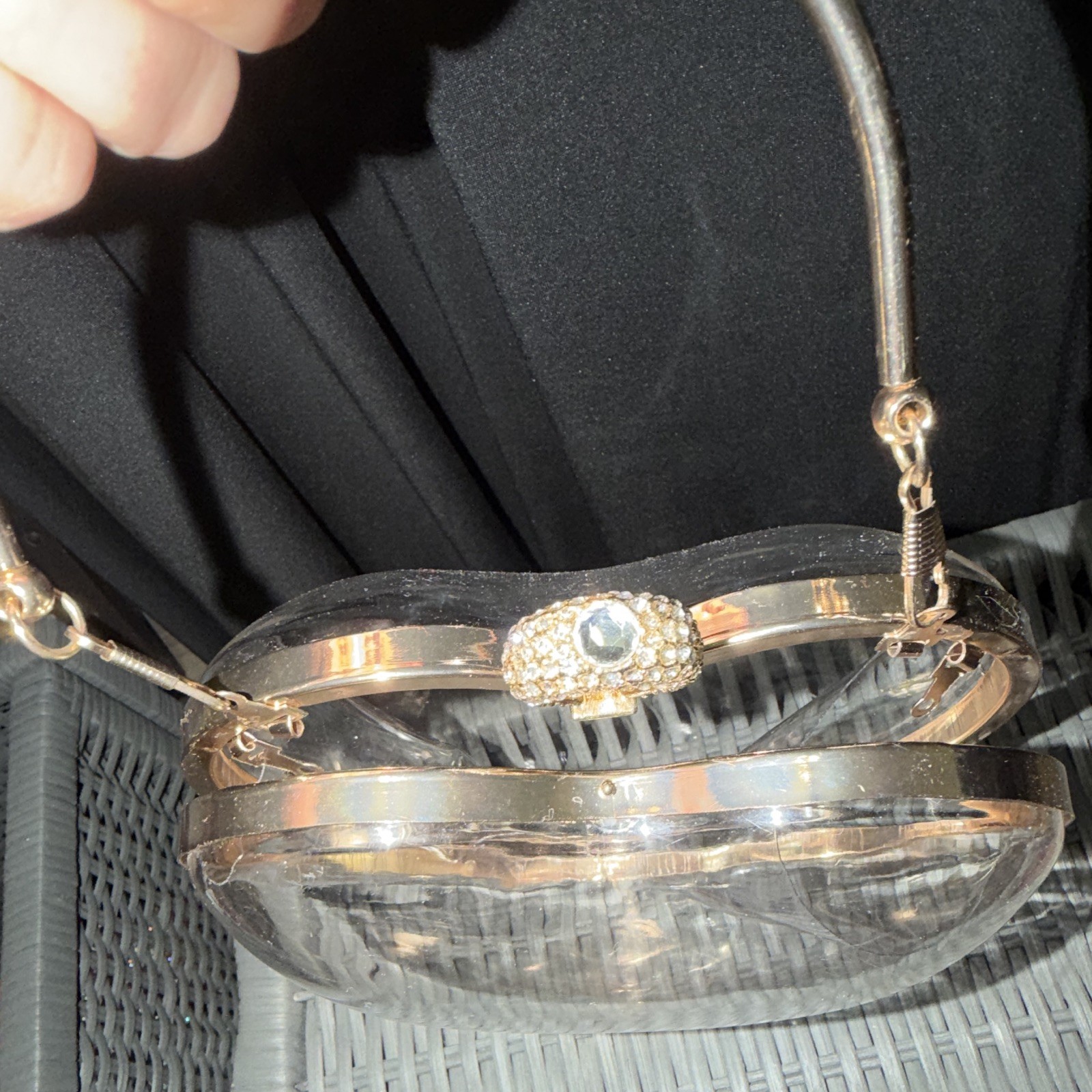 Heart Shaped Clear Purse With Gold Accent