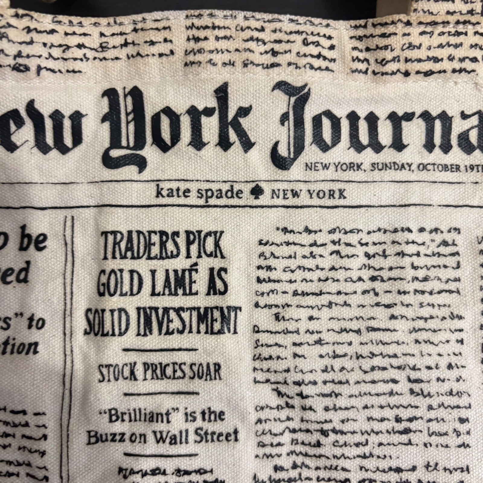 Kate Spade New York Journal Newspaper Print Tote Bag Shopper