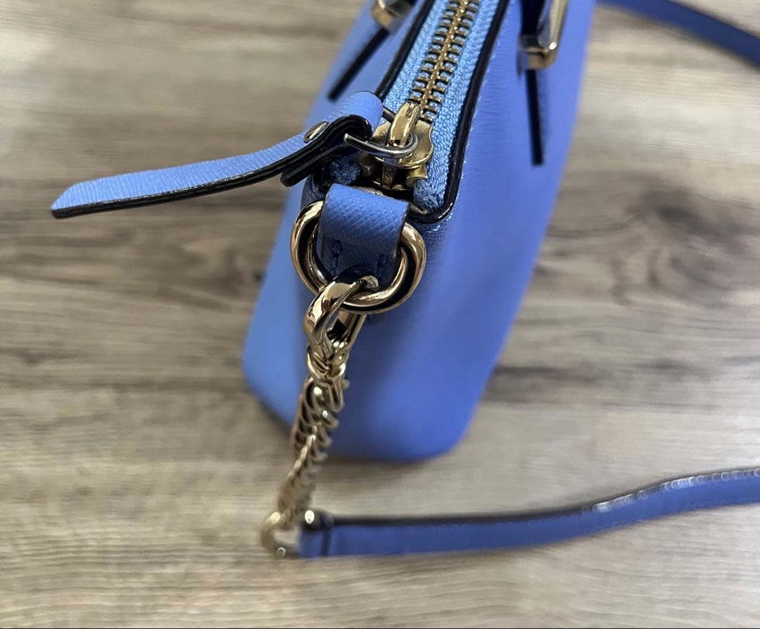 Kate Spade Shoulder Bag Light Blue Nylon Zip Closure 27.5cm