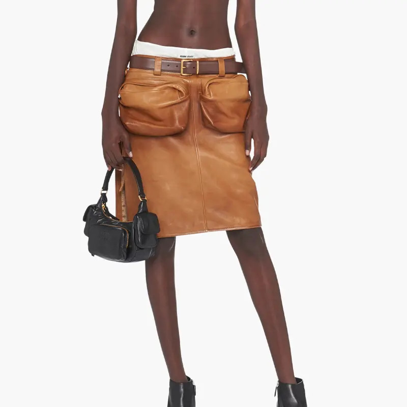 MIU MIU Embossed Lettering Logo Armpit Bag Handbag Women’s 8.2×2.3×4.7 in