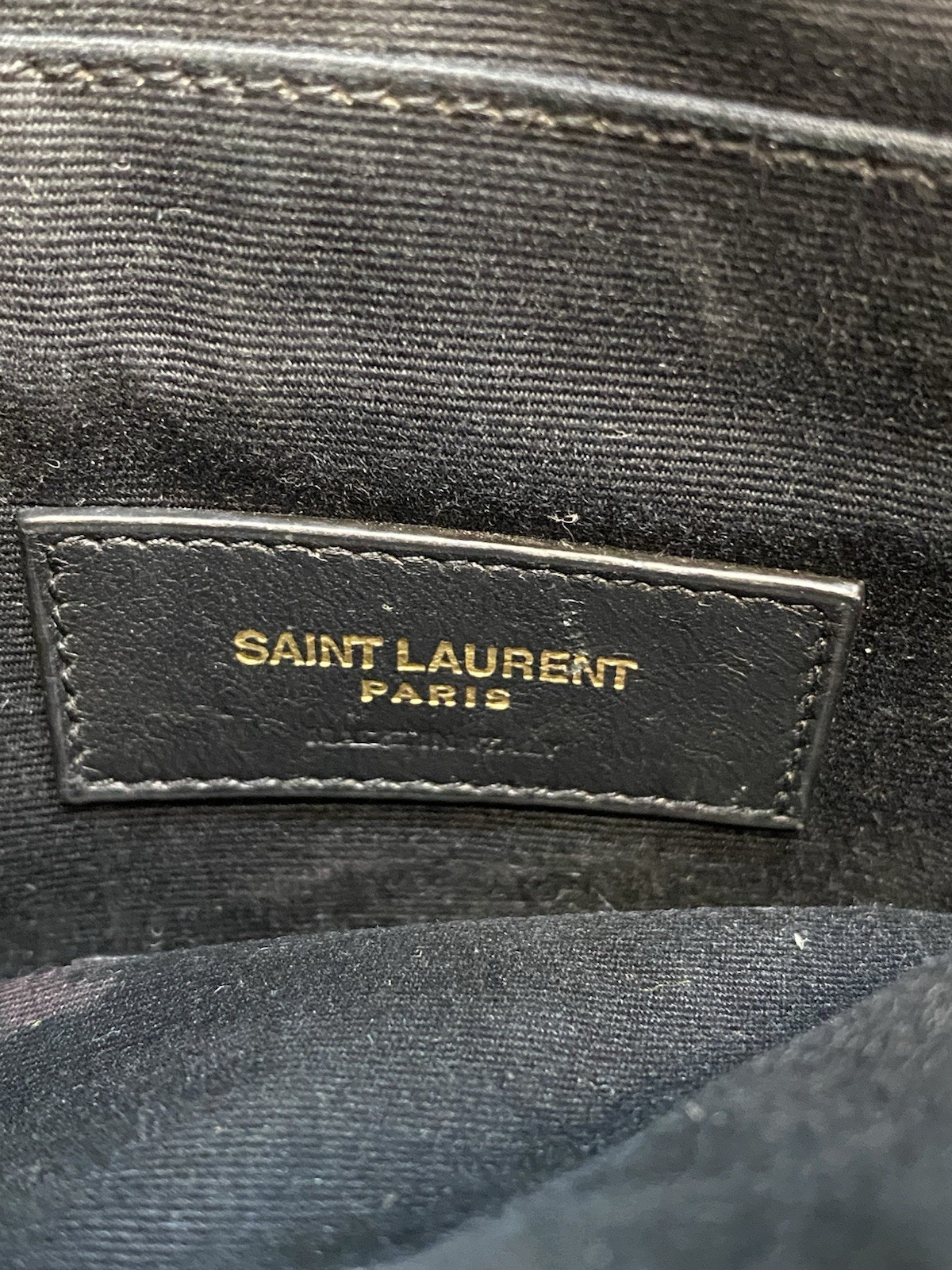 Saint Laurent Monogram YSL Wristlet Pouch Matelasse Black Leather Bag