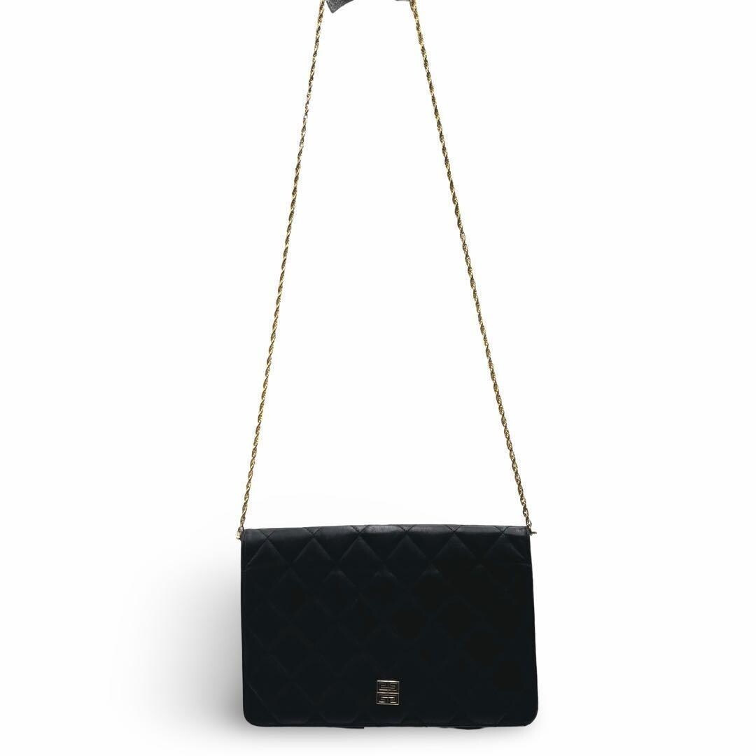 Givenchy Black Quilted Leather Chain Shoulder Bag 4G Logo Vintage Crossbody