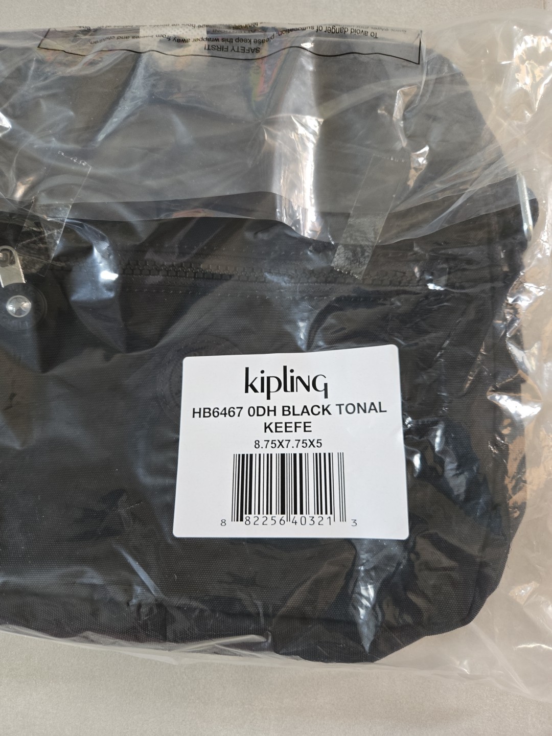 Kipling Women’s Keefe Nylon Triple Entry Crossbody Bag Black Tonal NWT