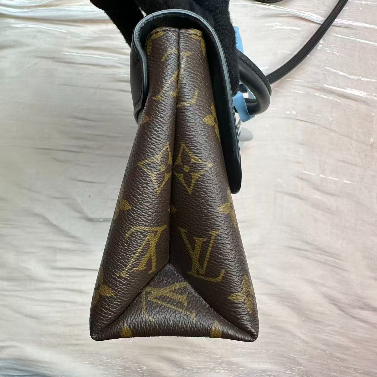 Louis Vuitton Locky BB Monogram Coated Canvas Black Leather Trim Padlock Bag