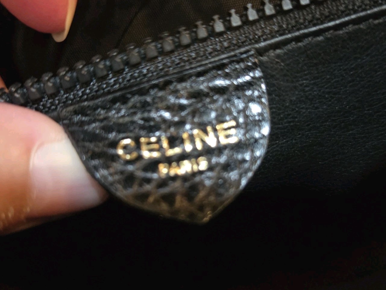 Vintage CELINE Gold Blazon Triomphe Black + Tan Leather Flap-over Bag Rare Mint