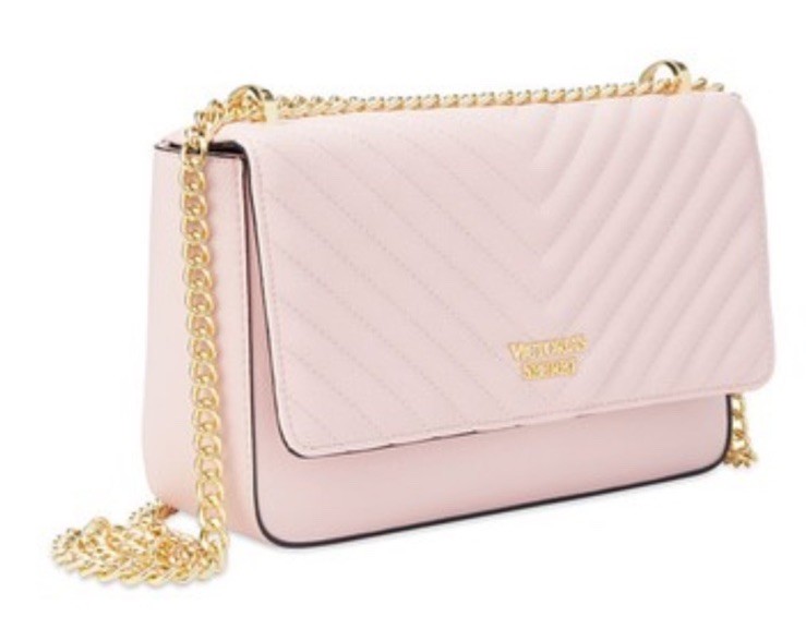 Victoria’s Secret Blush Pebbled V-Quilt Pink Shoulder Bag Gold Chain Purse NWT!