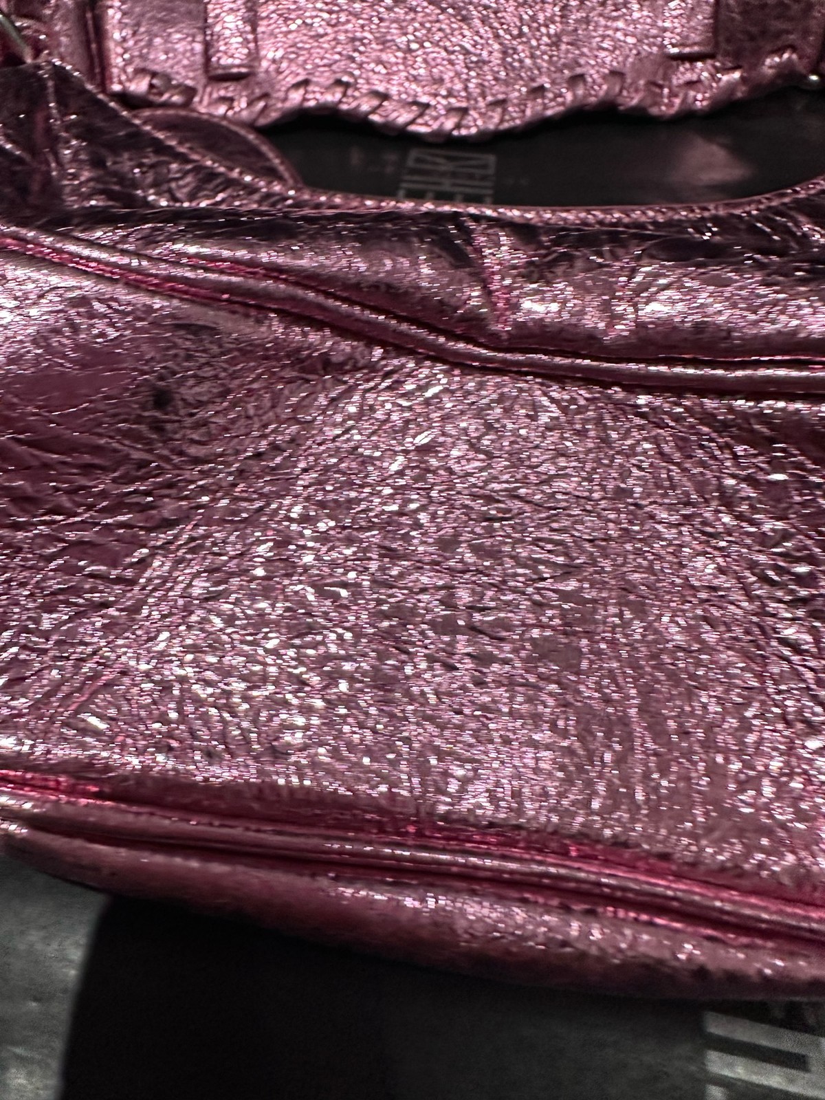 Auth BALENCIAGA Le Cagole Mini Shoulder Bag Pink Metallic Crossbody Bag