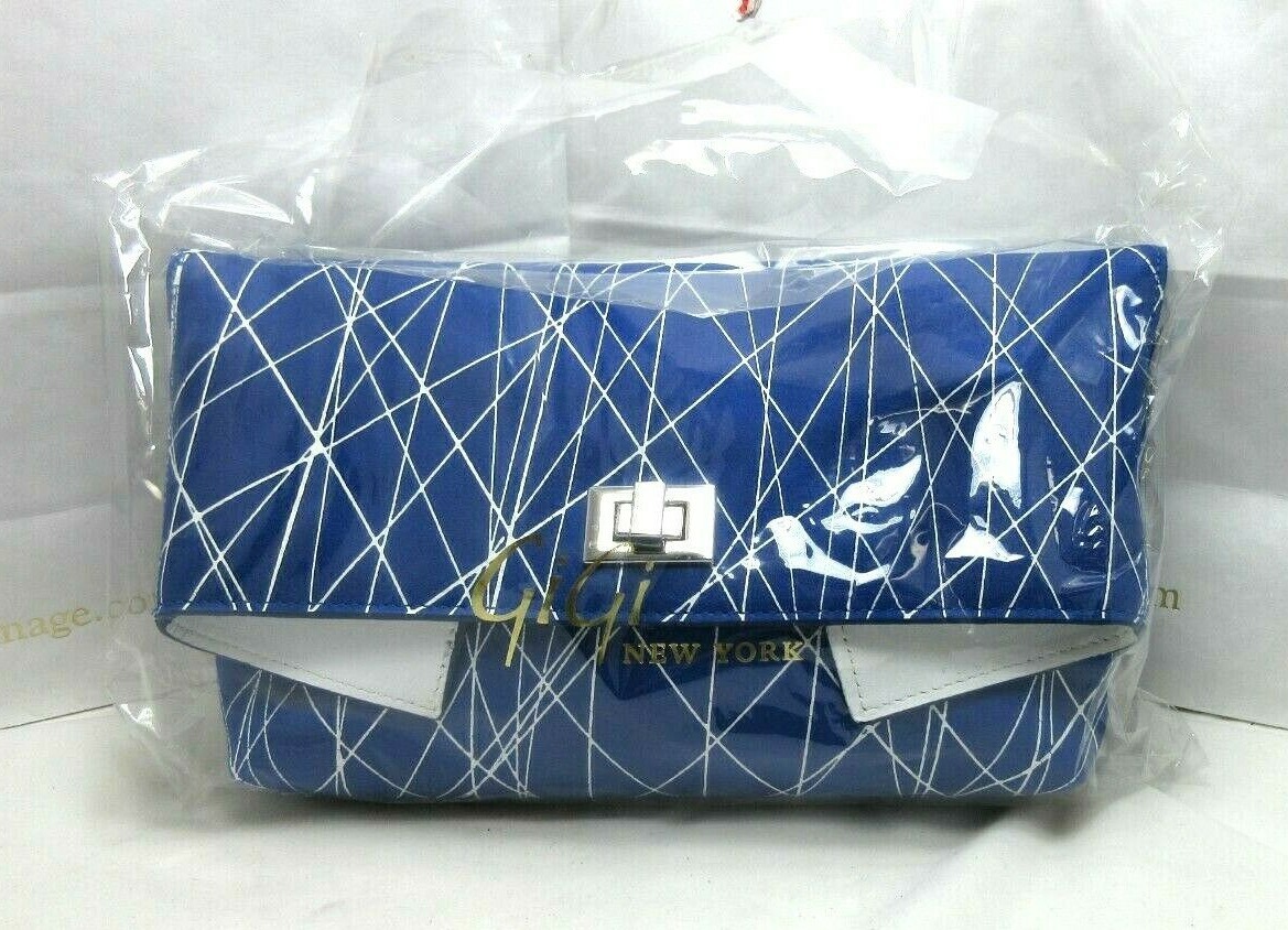 GiGi New York Claire Clutch Italian Calfskin Leather Geometric Pattern List$250