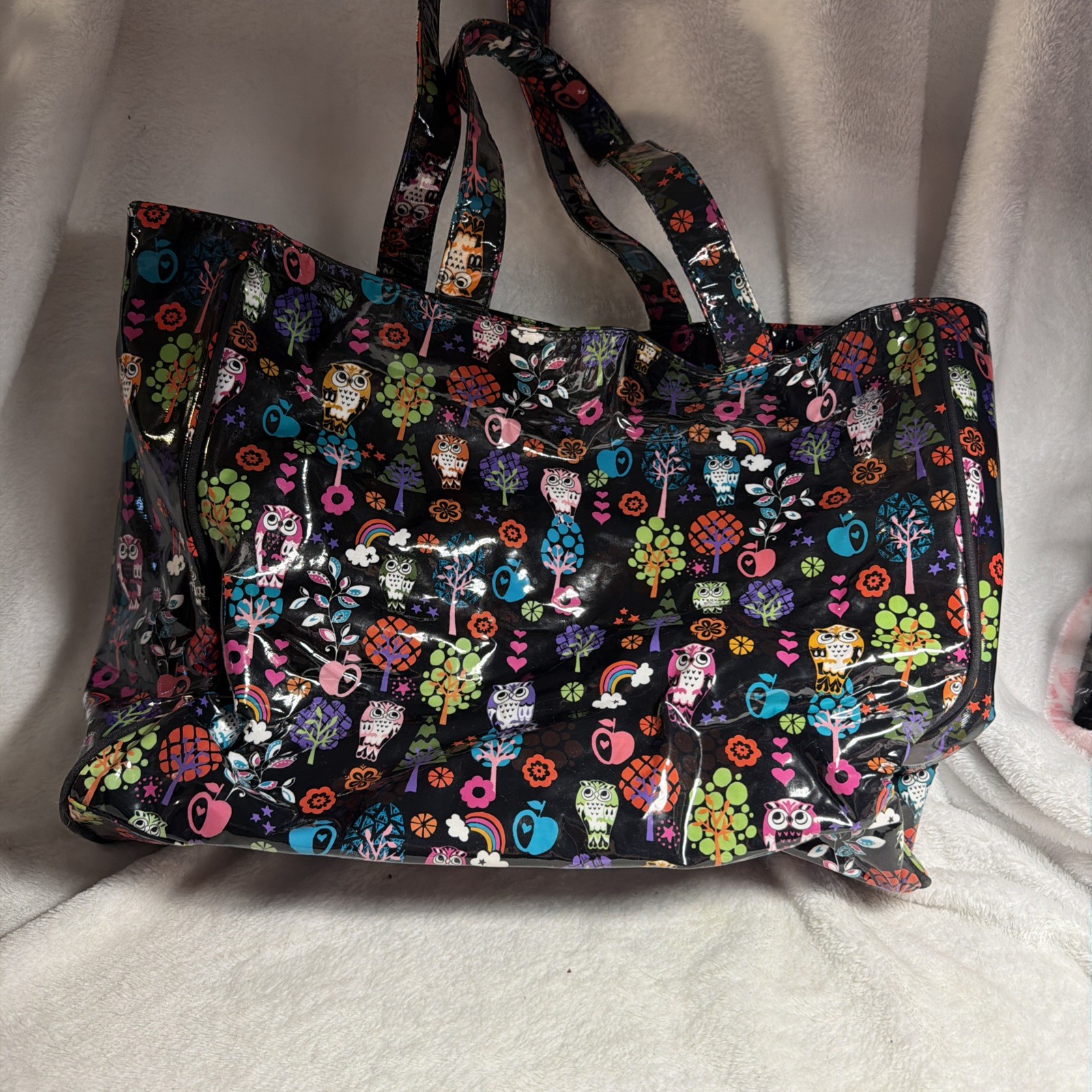 Paperchase Shoulder Bag Multicolor PVC Owl Chick Large Tote Nylon Lined
