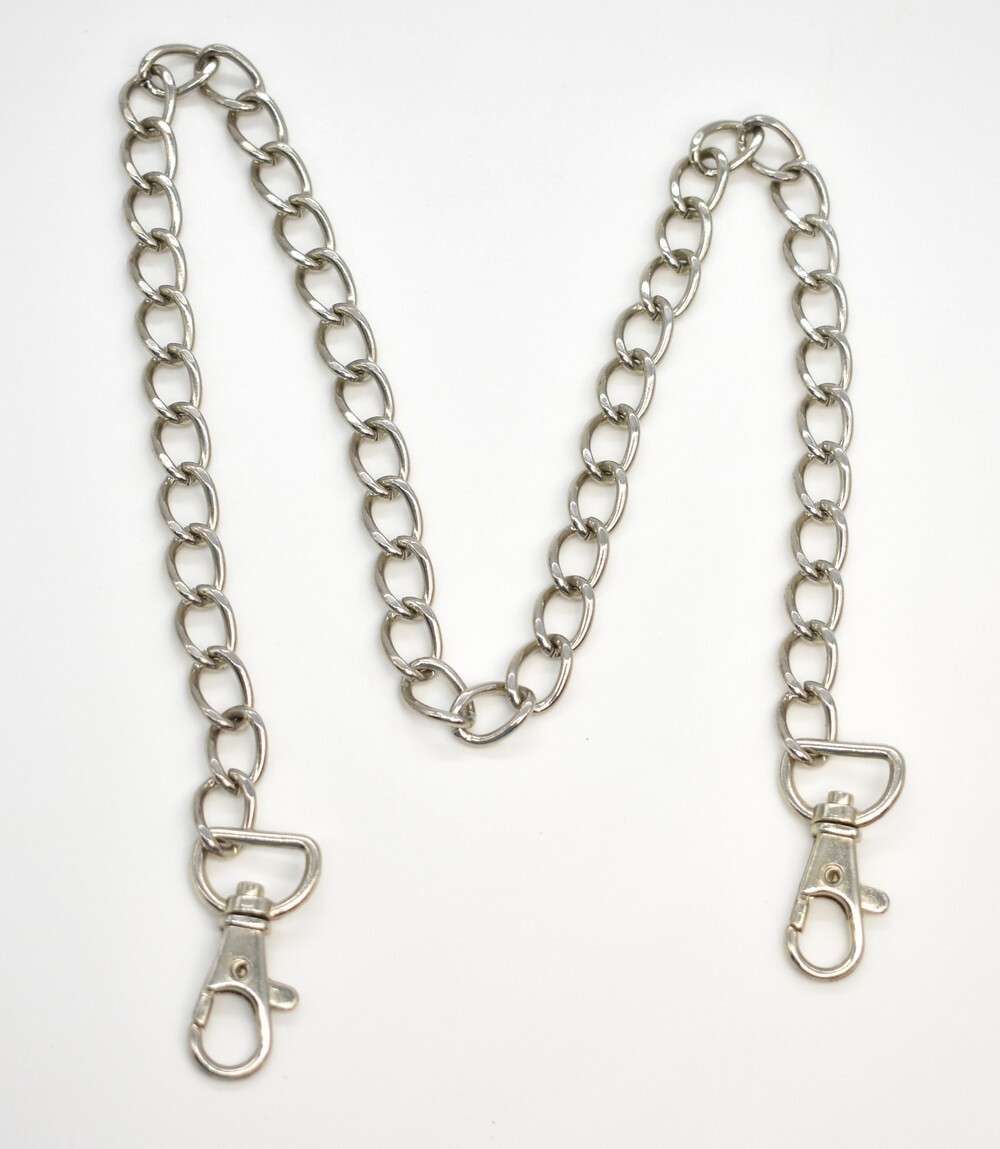 24″ Silver-T 10mm Wide Curb Chain Replacement Purse Handle Swivel Lobster Clips