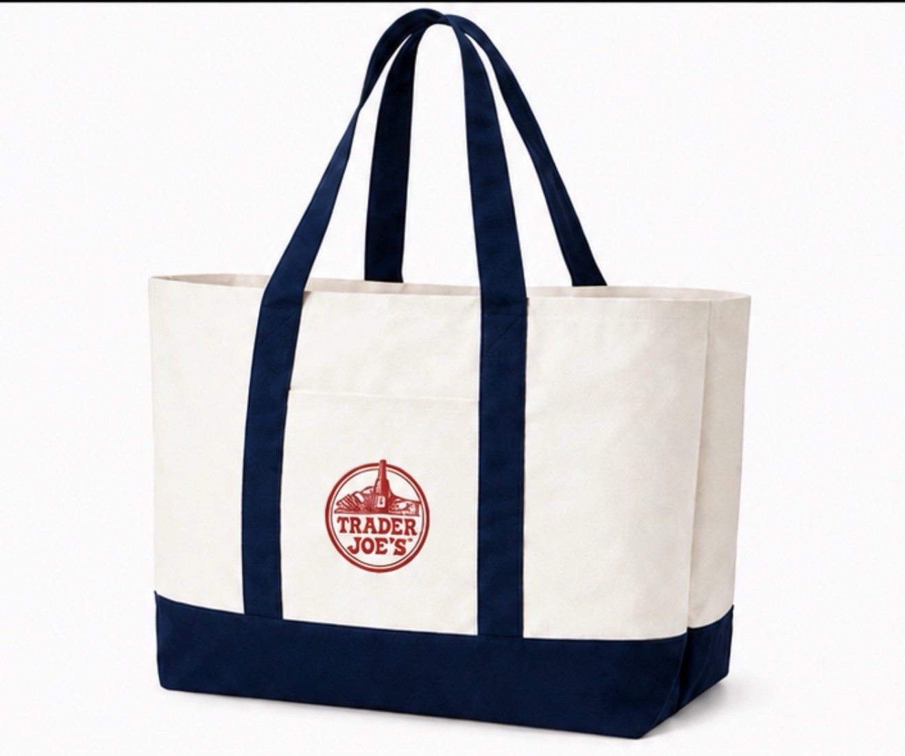 Trader Joe’s Canvas Tote Bag LIMITED EDITION Large Reusable Grocery Bag Navy