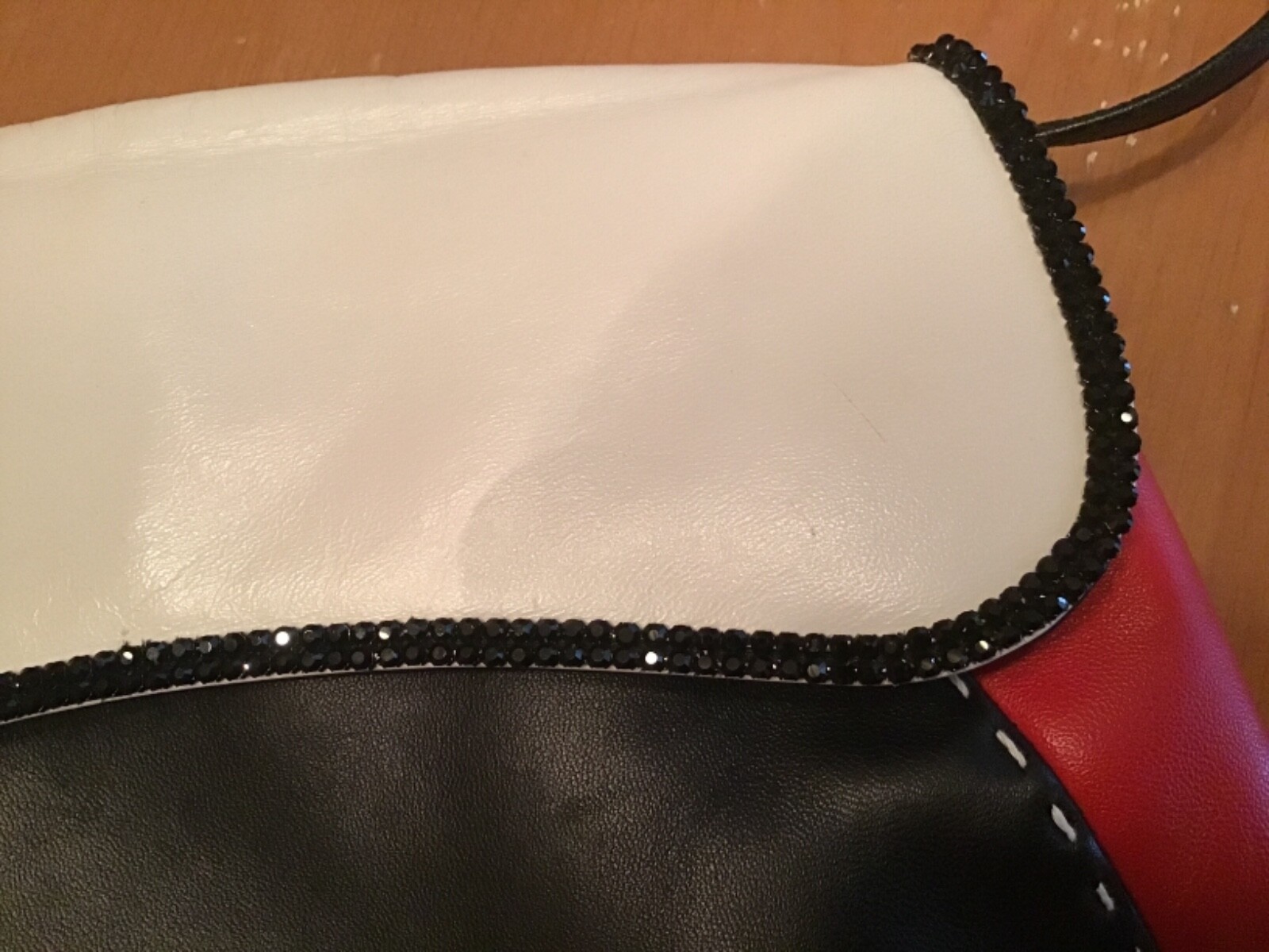 VINTAGE DANIEL SWAROVSKI PARIS CRYSTAL TRIMMED CONVERTIBLE LEATHER CLUTCH *VGUC*