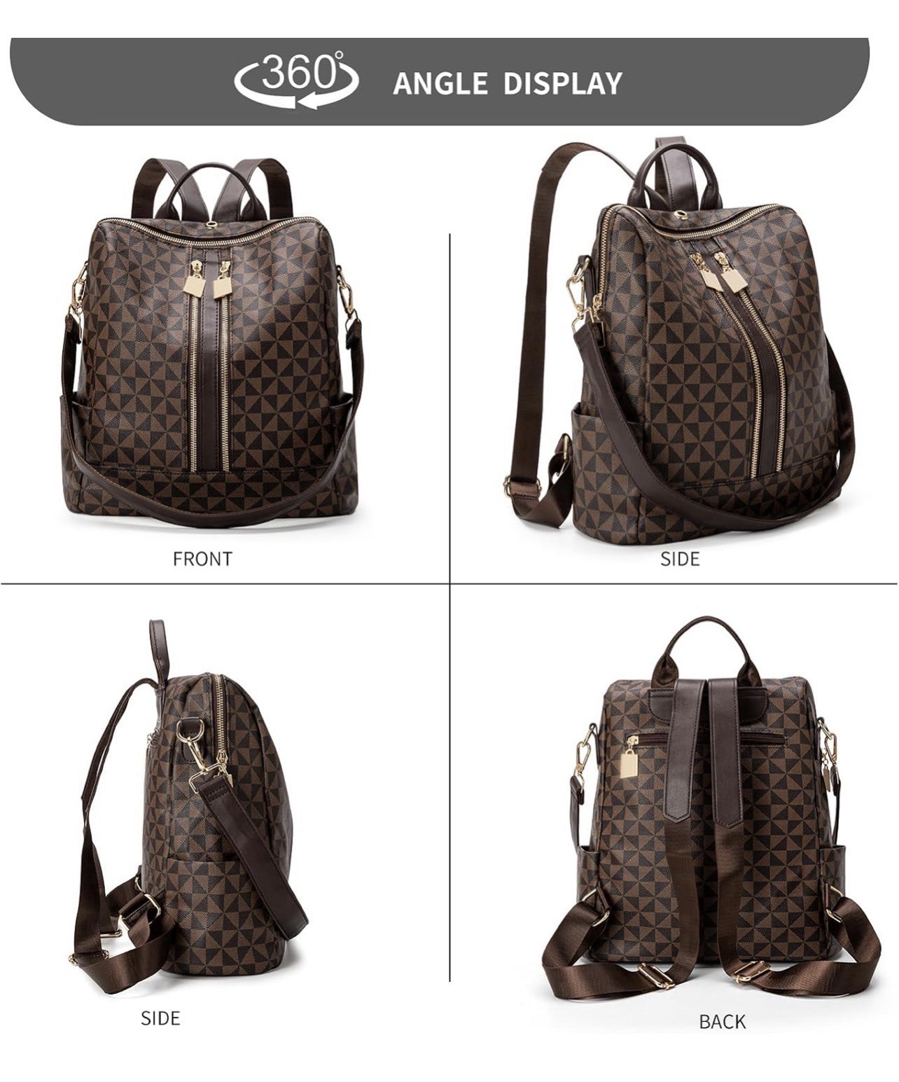 Womens Backpack Purse Leather Anti-Theft Large Fashion Designer Travel Backpack