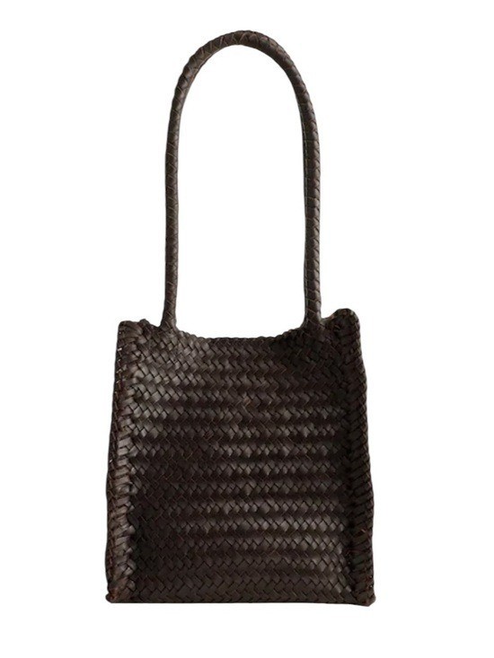 NWT Madewell Leather The Lexington Small Woven Tote In Coffee Bean