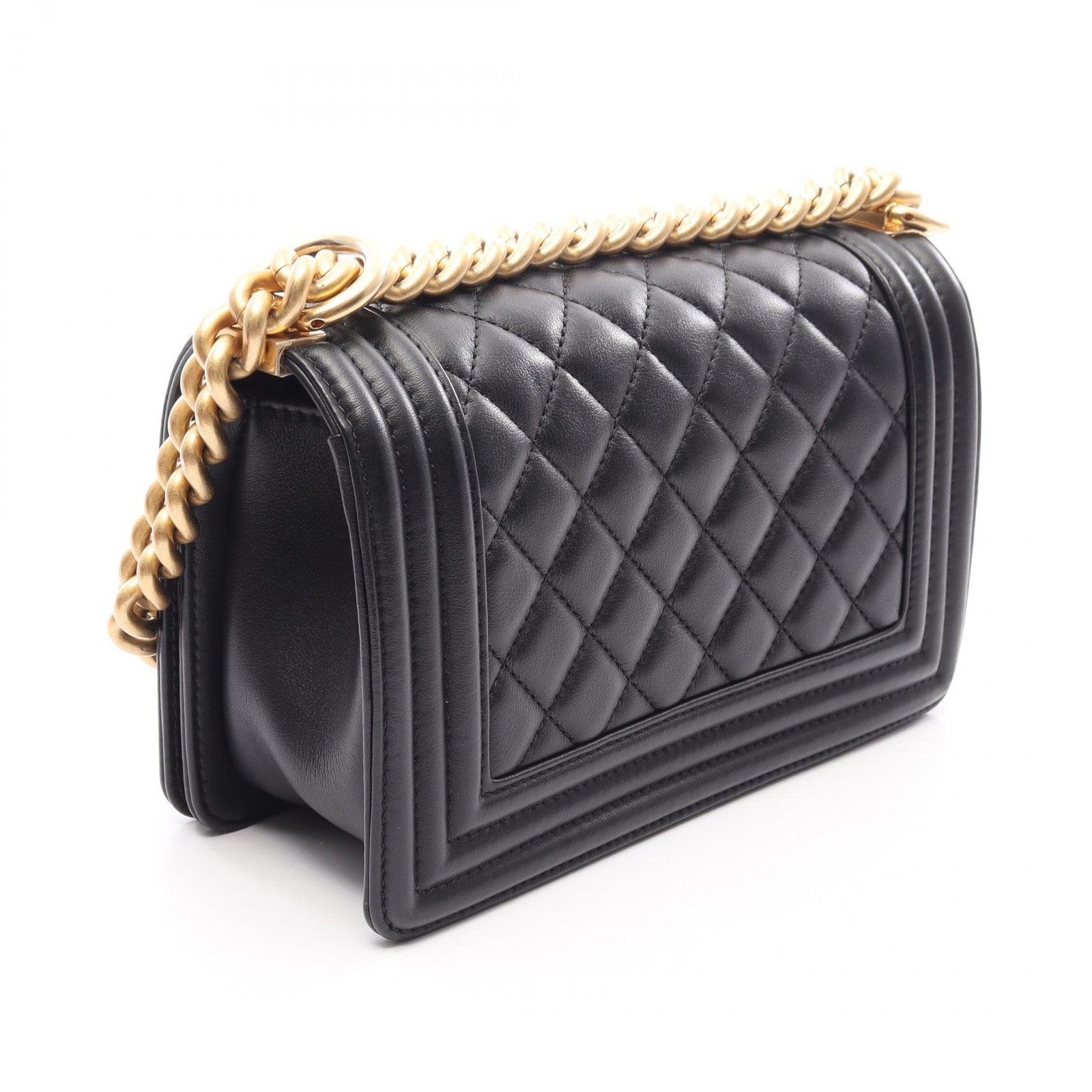 CHANEL Boy Chanel Small chain Shoulder Bag A67085 Lambskin Black Used Women GHW