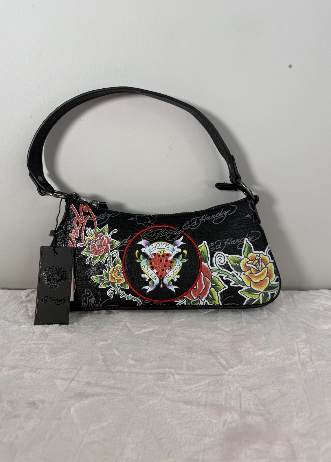 Ed Hardy Black Tattoo Art Shoulder Bag