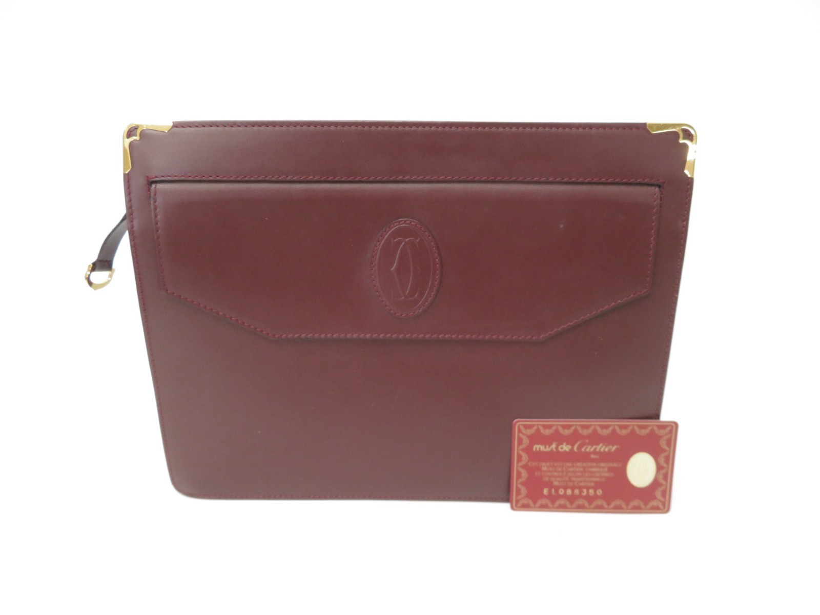 Authentic Cartier Must de Cartier Leather Clutch Bag #48733