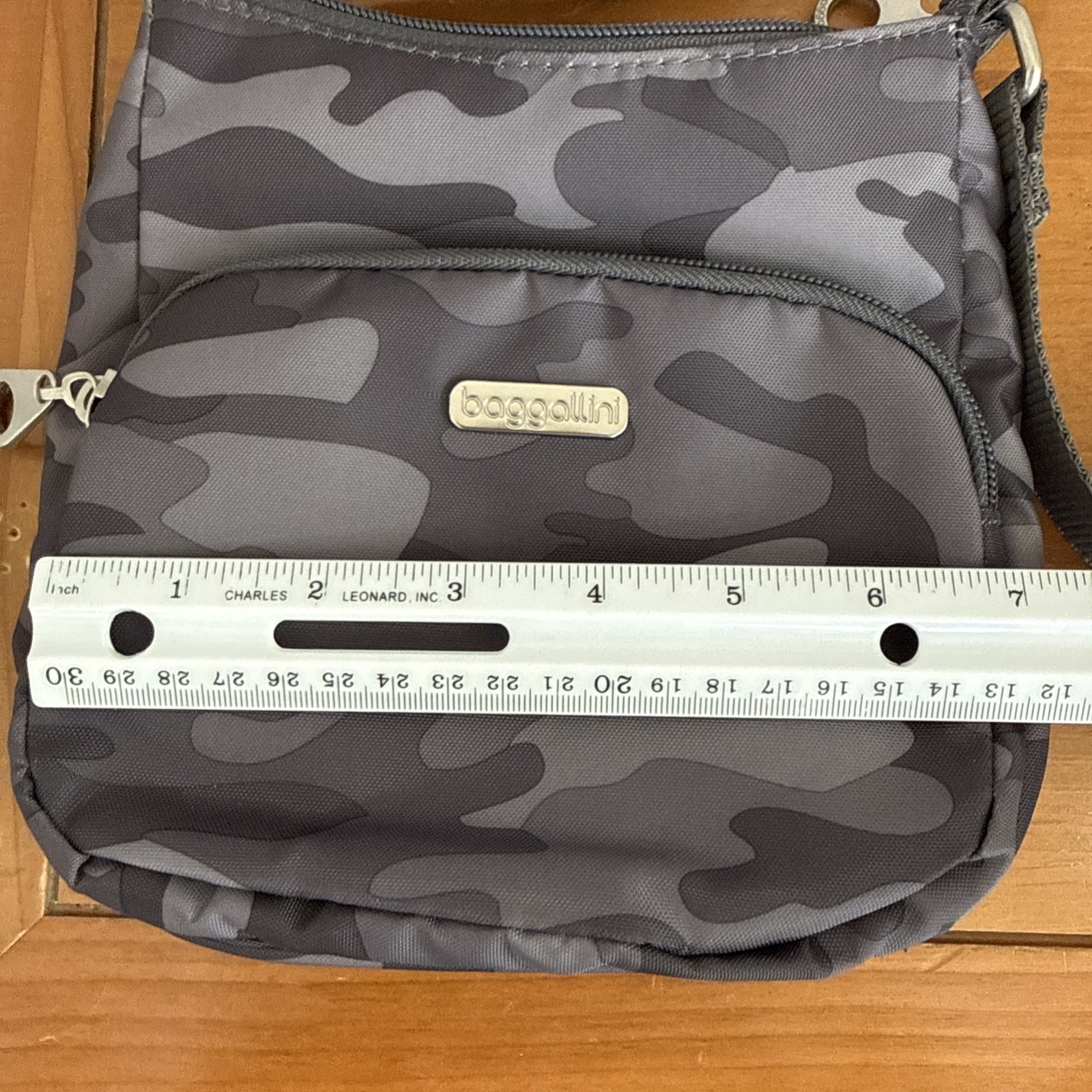 Baggallini Joey Bagg Dark Grey Camo Lightweight Water-Resistant Nylon Crossbody
