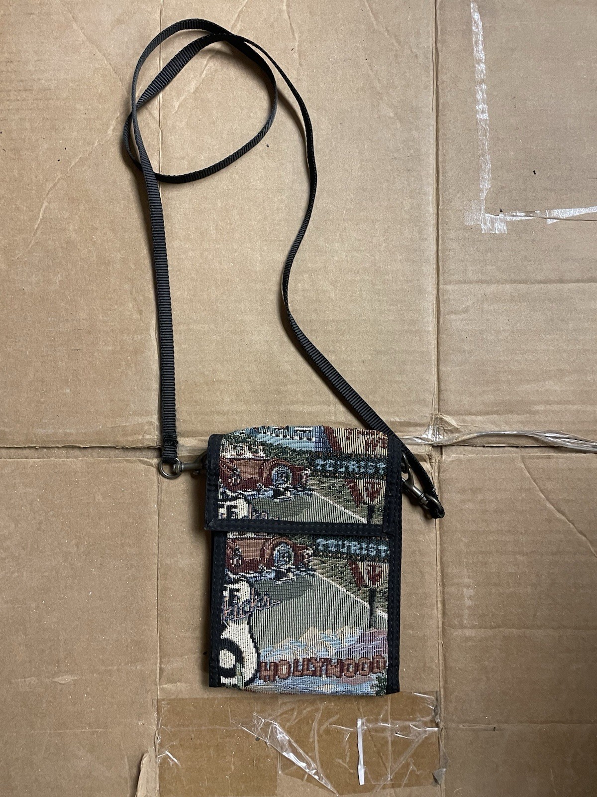 Vintage Wild West Travel Tapestry Crossbody Bag Small 90s Great Condition